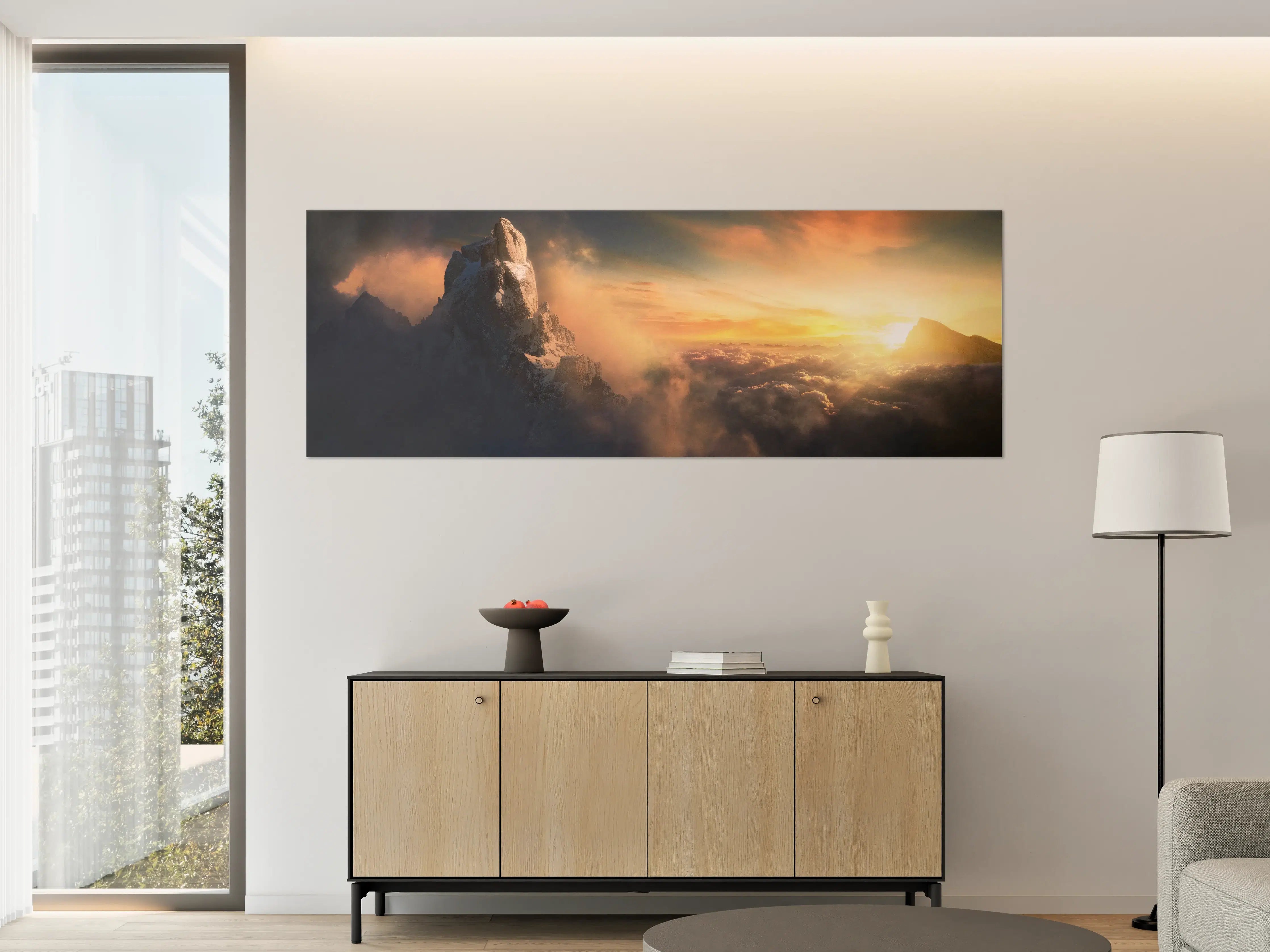 Große Wandbilder - Majestätische Bergwelt im Sonnenaufgang