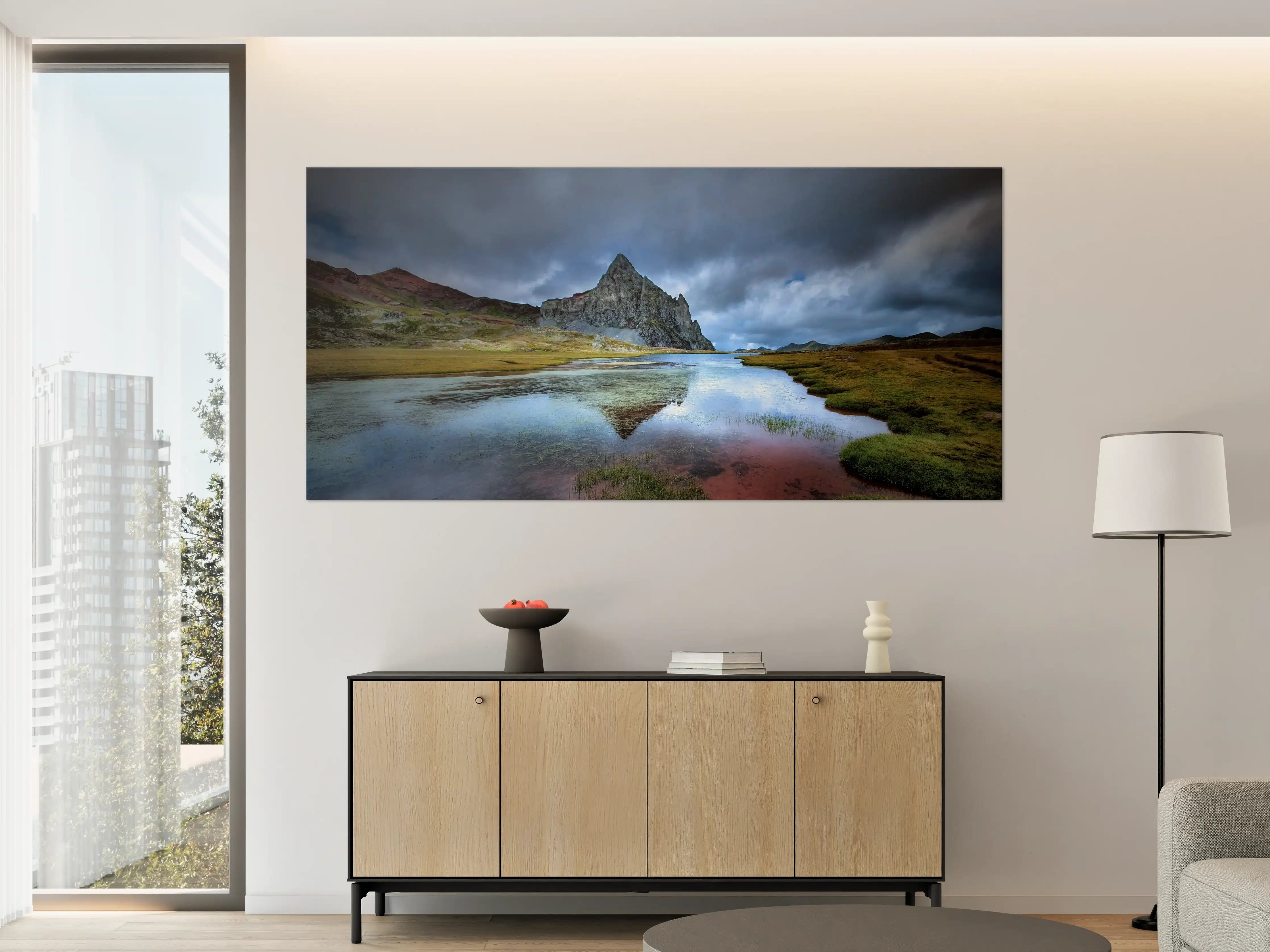 Große Wandbilder - Majestätischer Berg mit spiegelnder Seenlandschaft