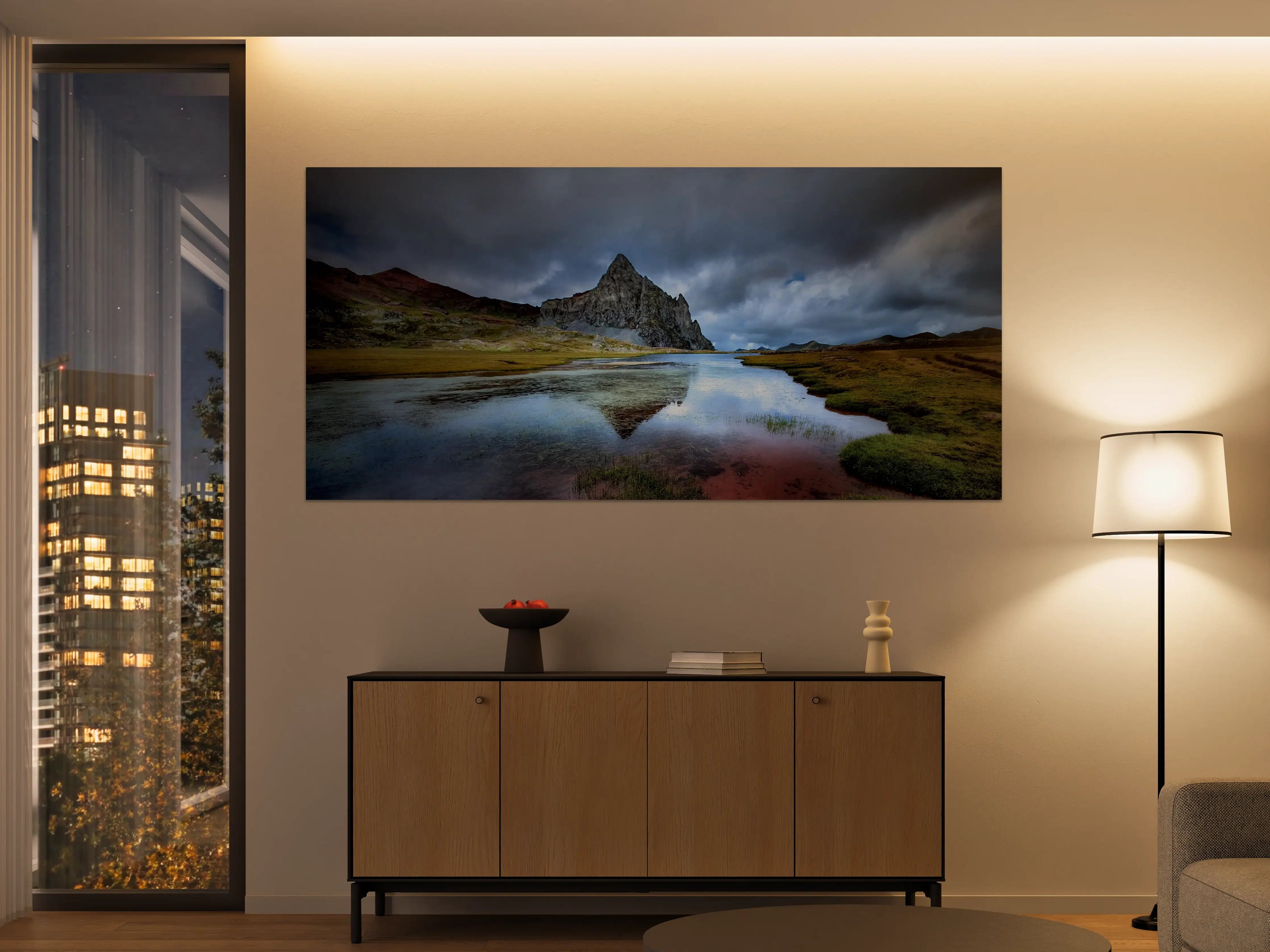 Große Wandbilder - Majestätischer Berg mit spiegelnder Seenlandschaft