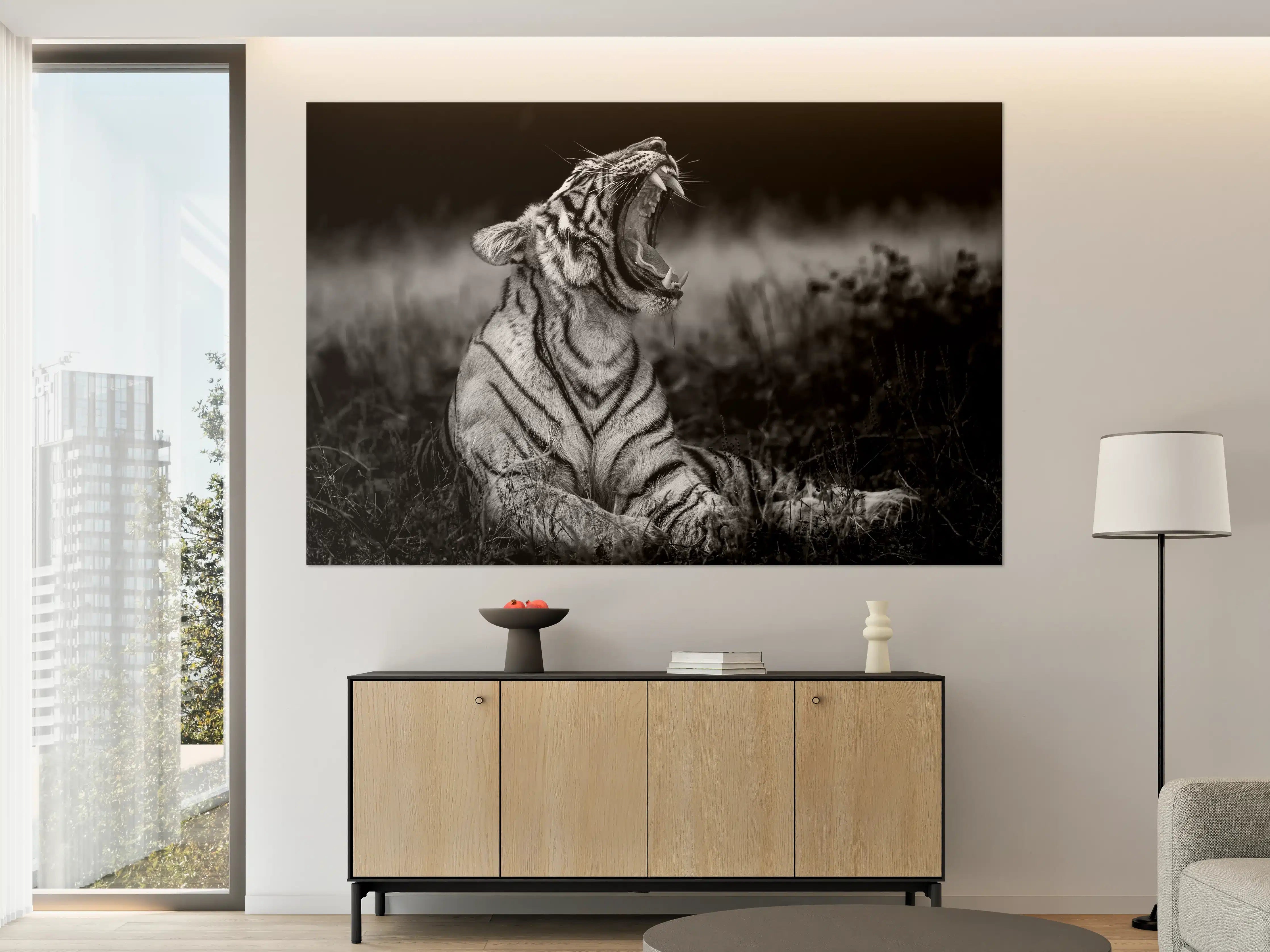 Große Wandbilder - Majestätischer Tiger in Schwarzweiß