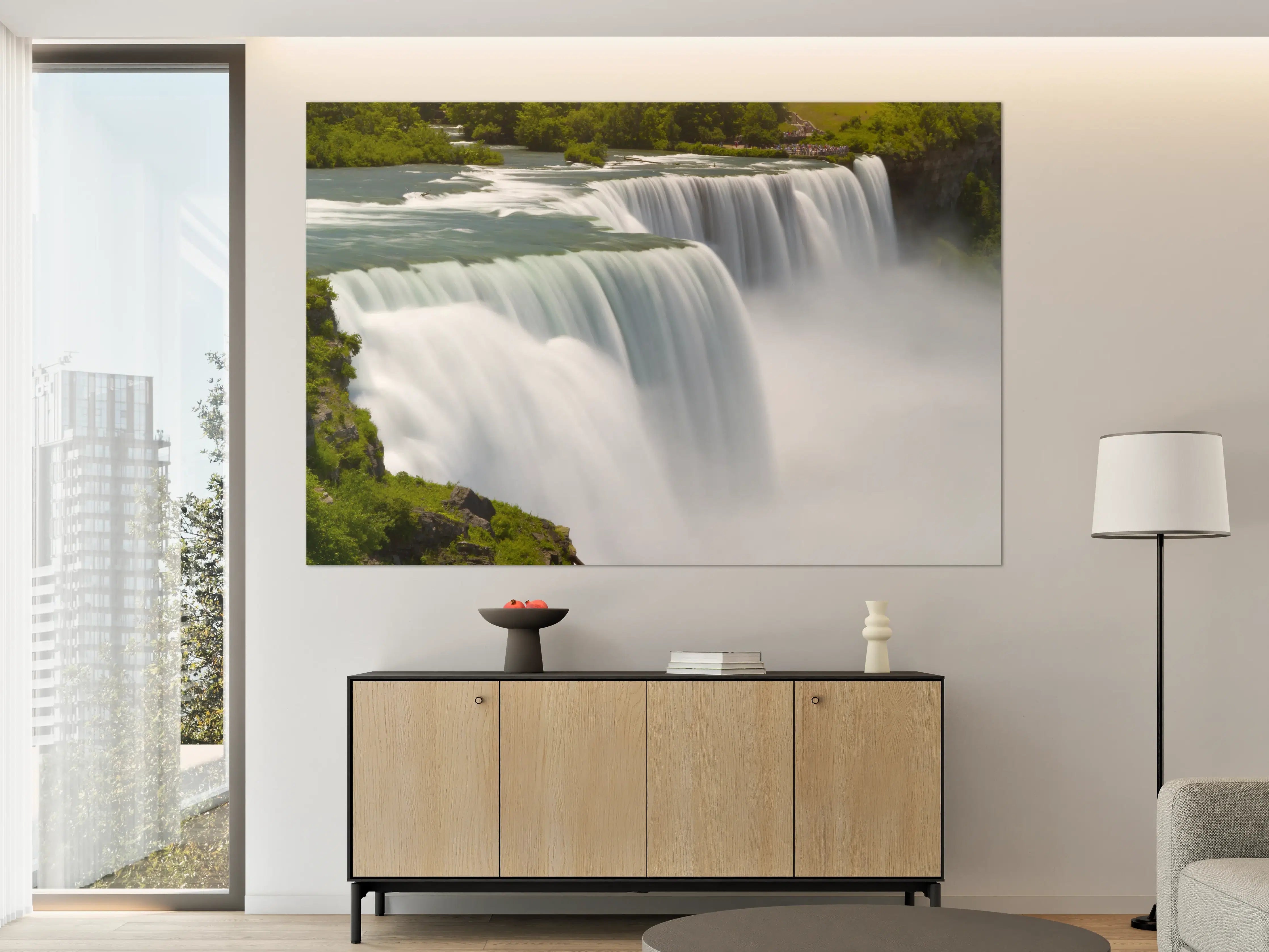 Große Wandbilder - Majestätischer Wasserfall in grünem Umfeld