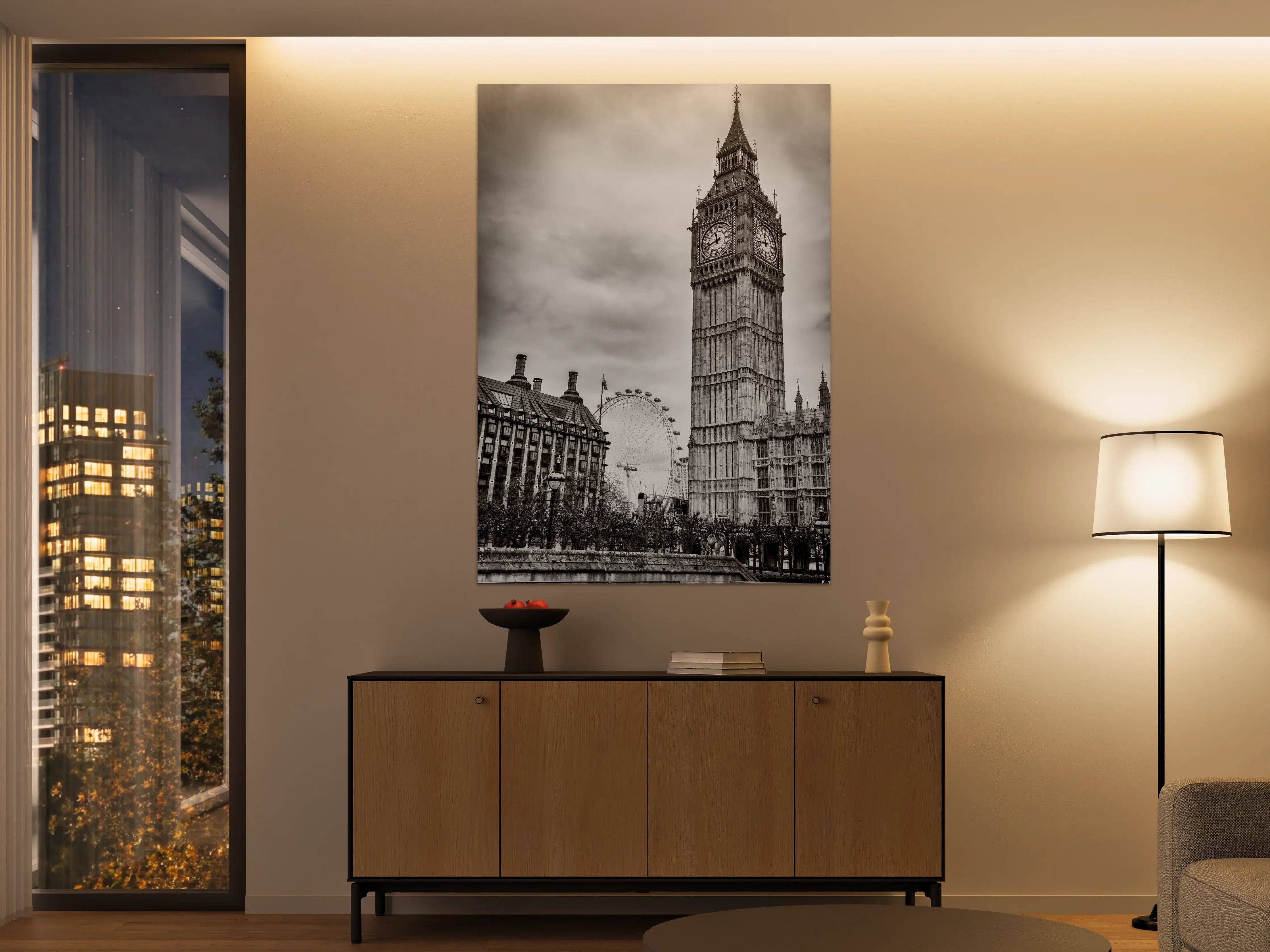 Große Wandbilder - Majestätisches Big Ben im Schwarz-Weiß