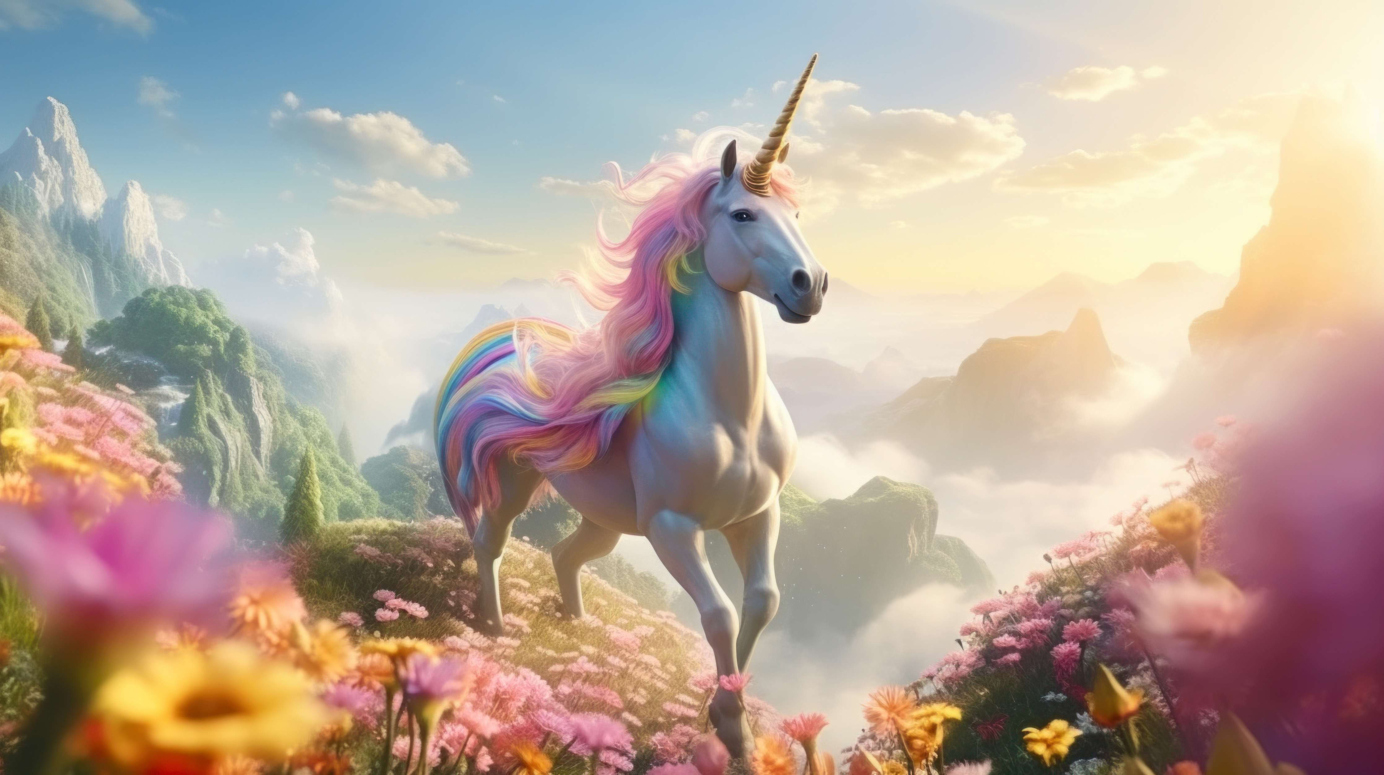 Große Wandbilder-Majestischer Einhorn im märchenhaften Himmel