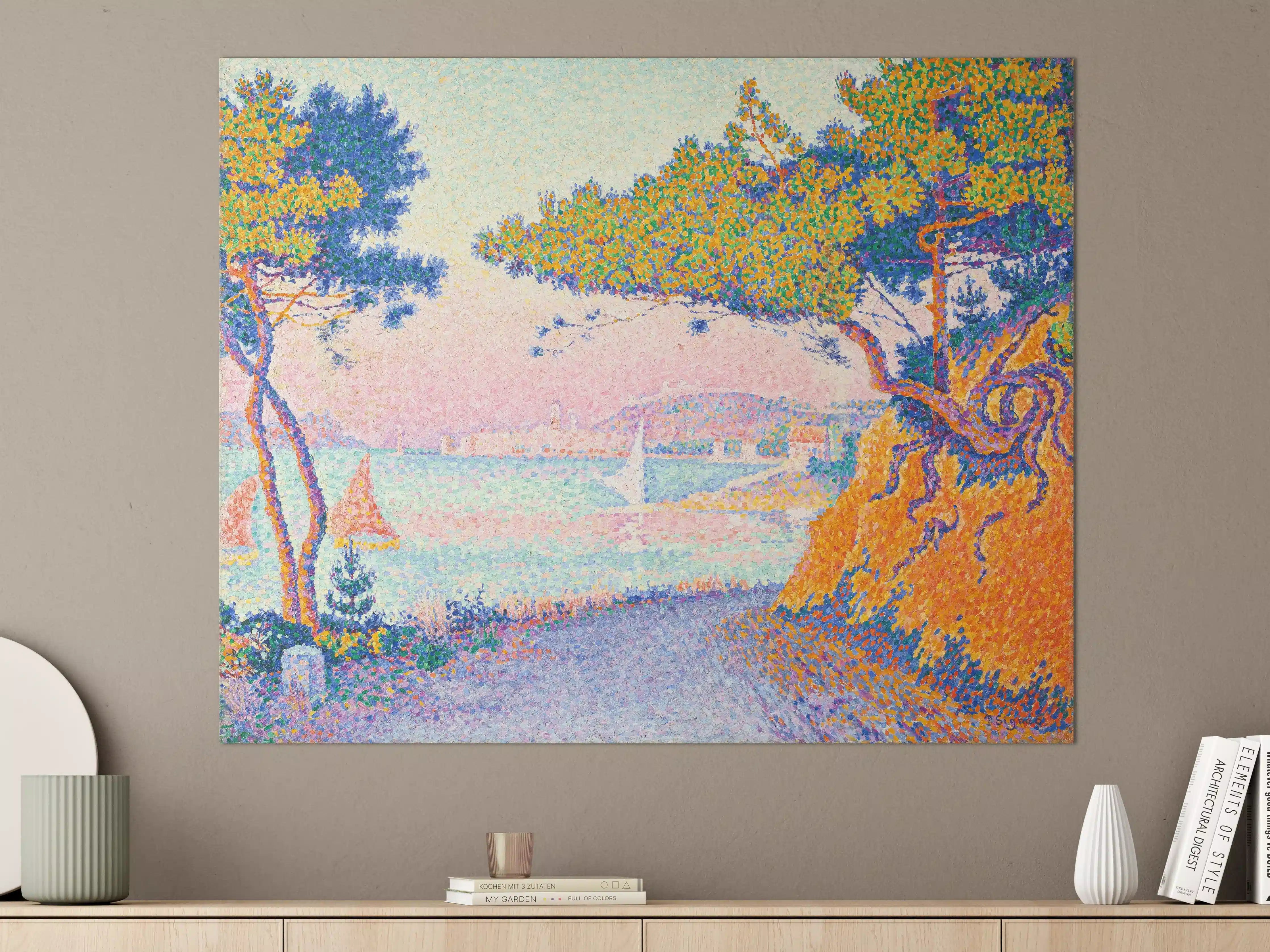 Große Wandbilder - Malerei im Pointillismus-Stil mit Meeresblick