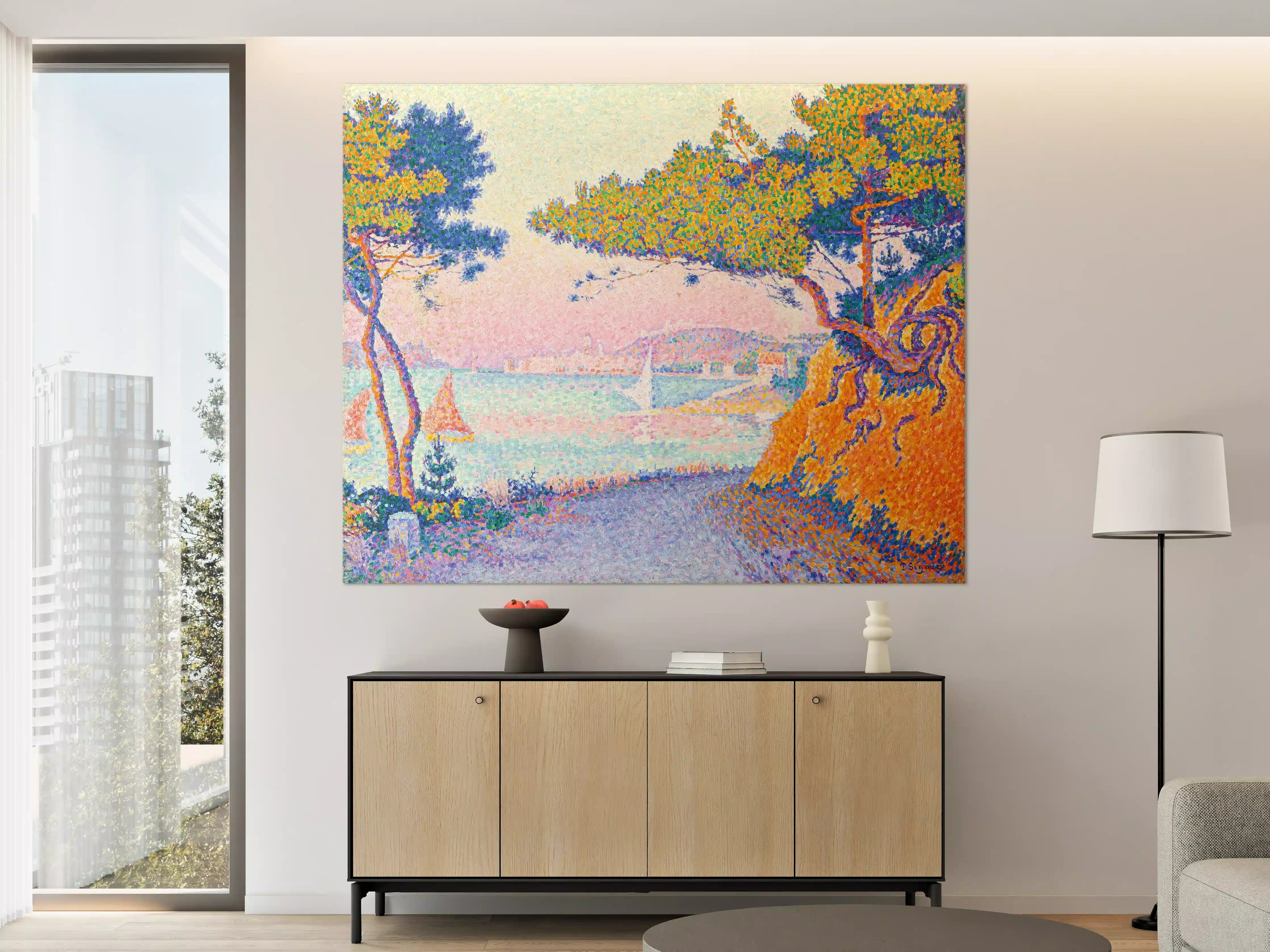 Große Wandbilder - Malerei im Pointillismus-Stil mit Meeresblick