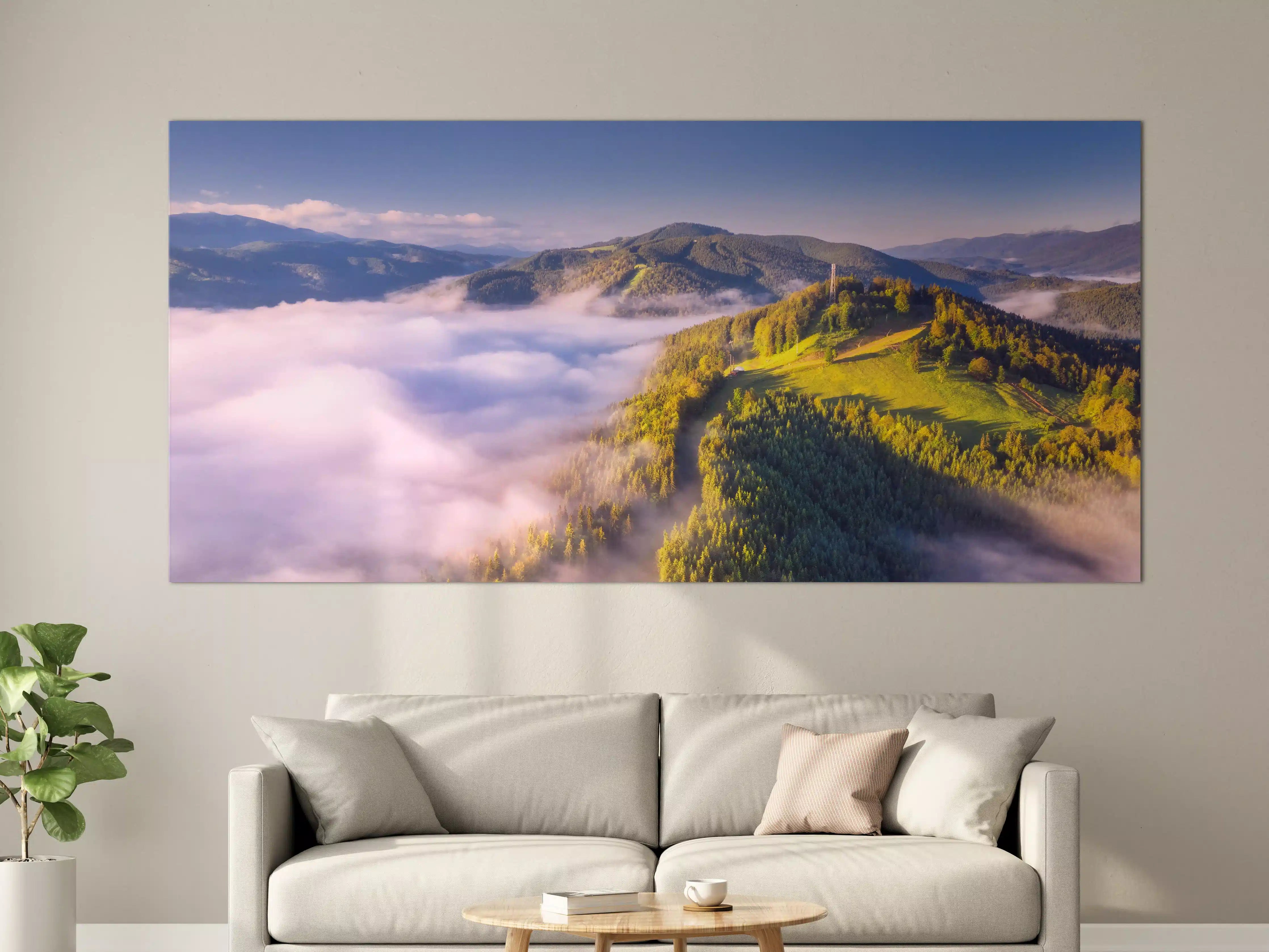 Große Wandbilder - Malerische Berglandschaft mit Wolkenmeer im Morgengrauen