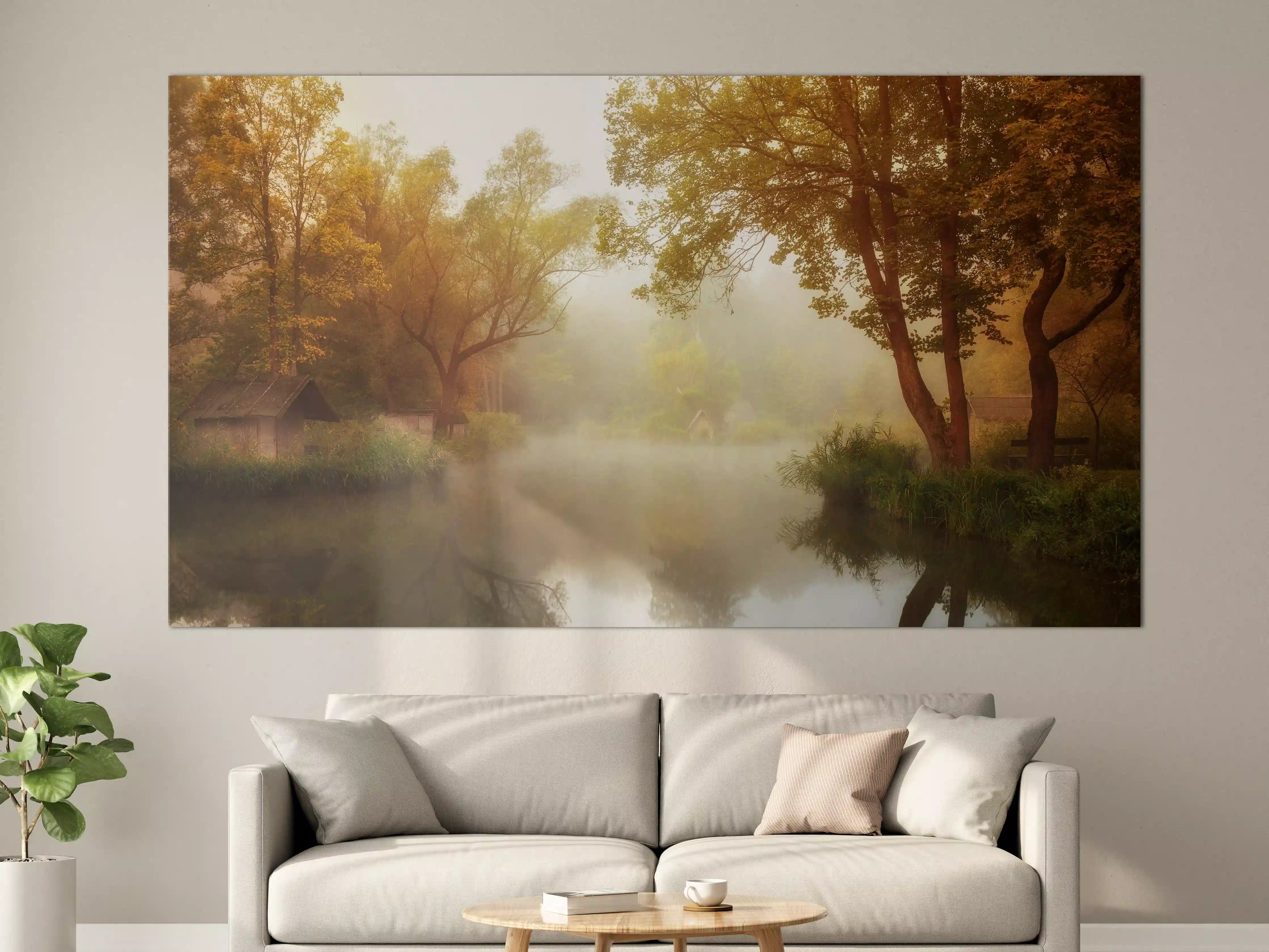 Große Wandbilder - Malerische Herbstlandschaft am Fluss