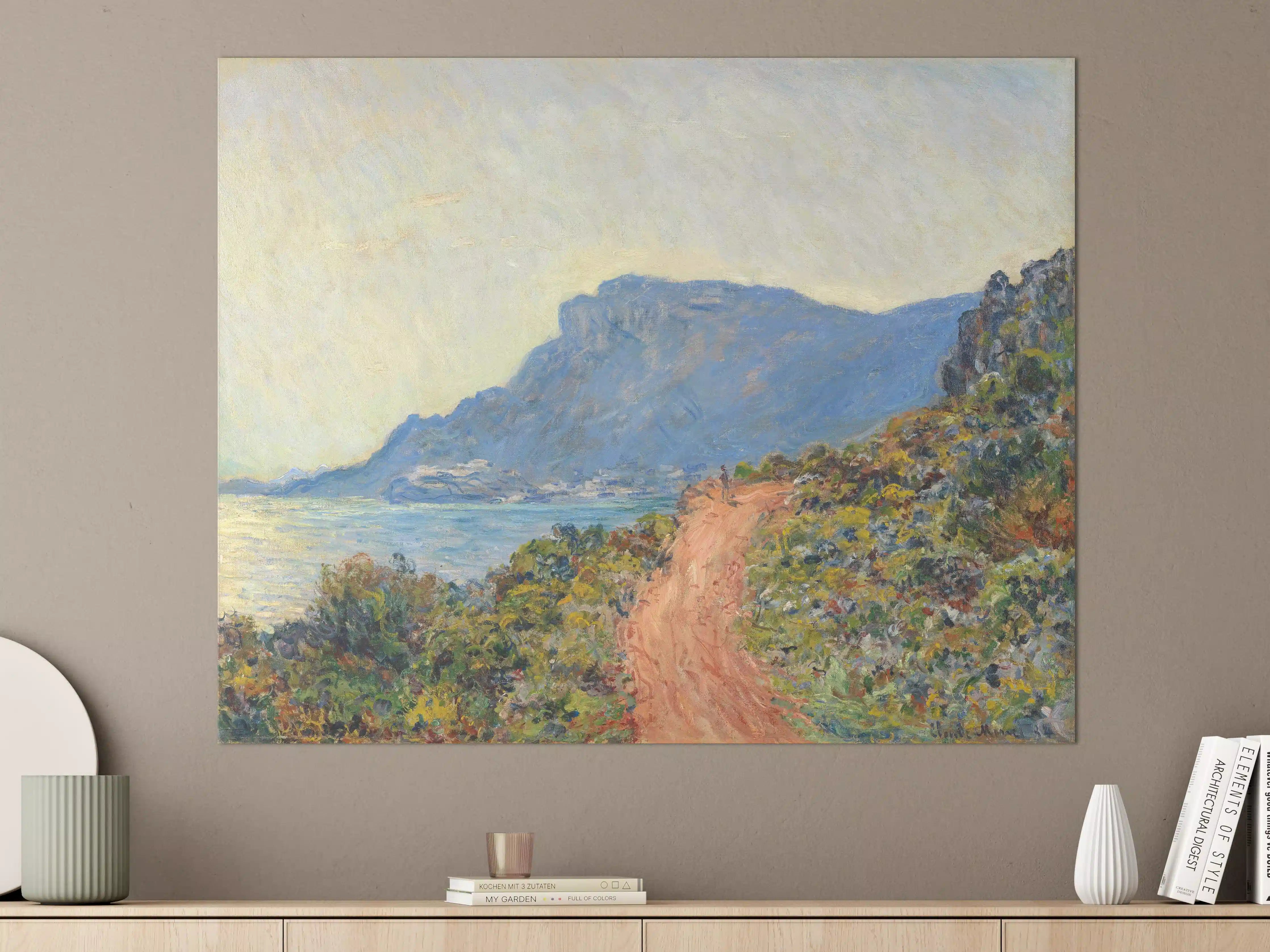 Große Wandbilder - Malerische Küstenlandschaft mit Weg und Bergen