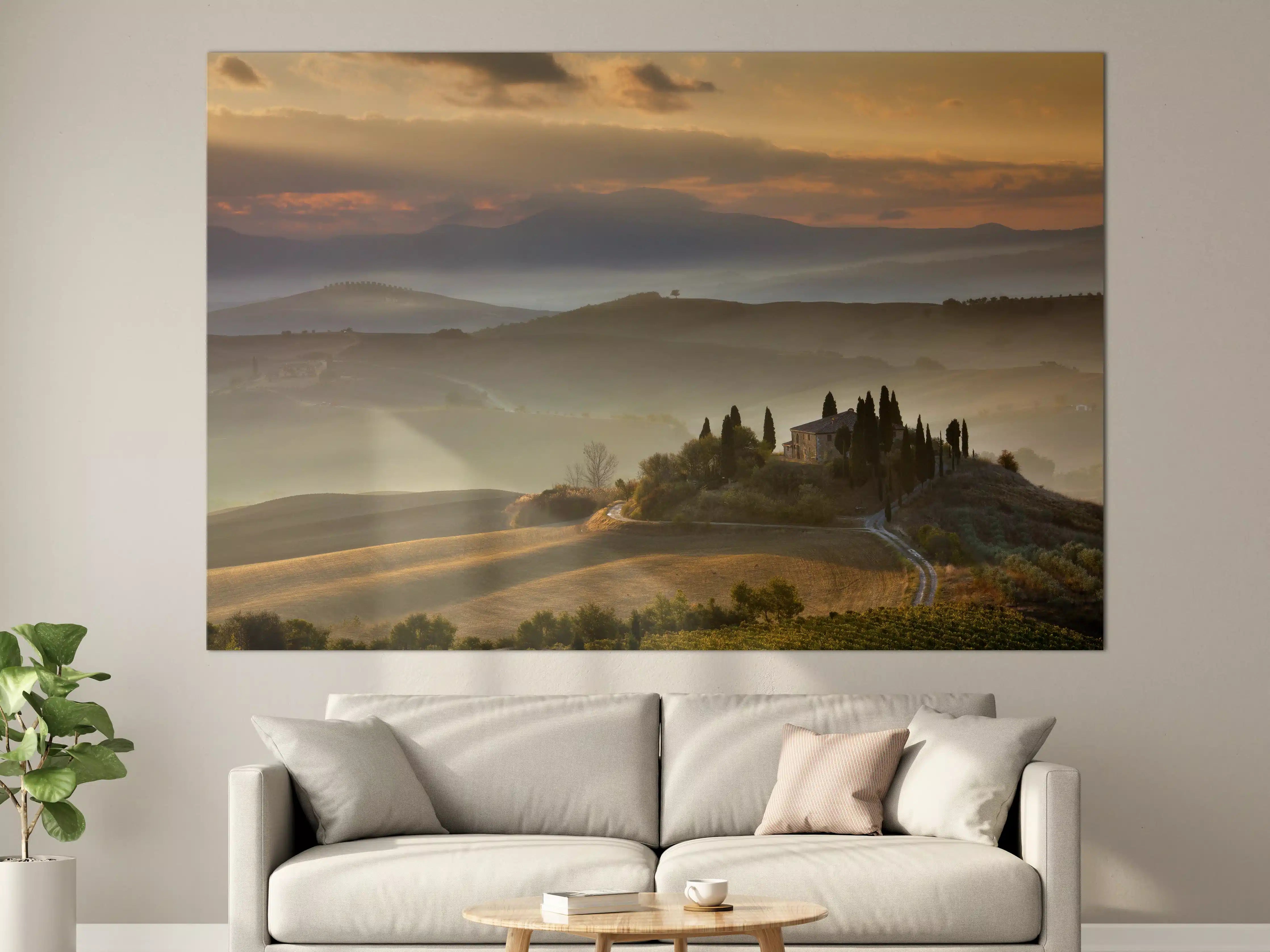 Große Wandbilder - Malerische Toskana-Landschaft bei Sonnenaufgang