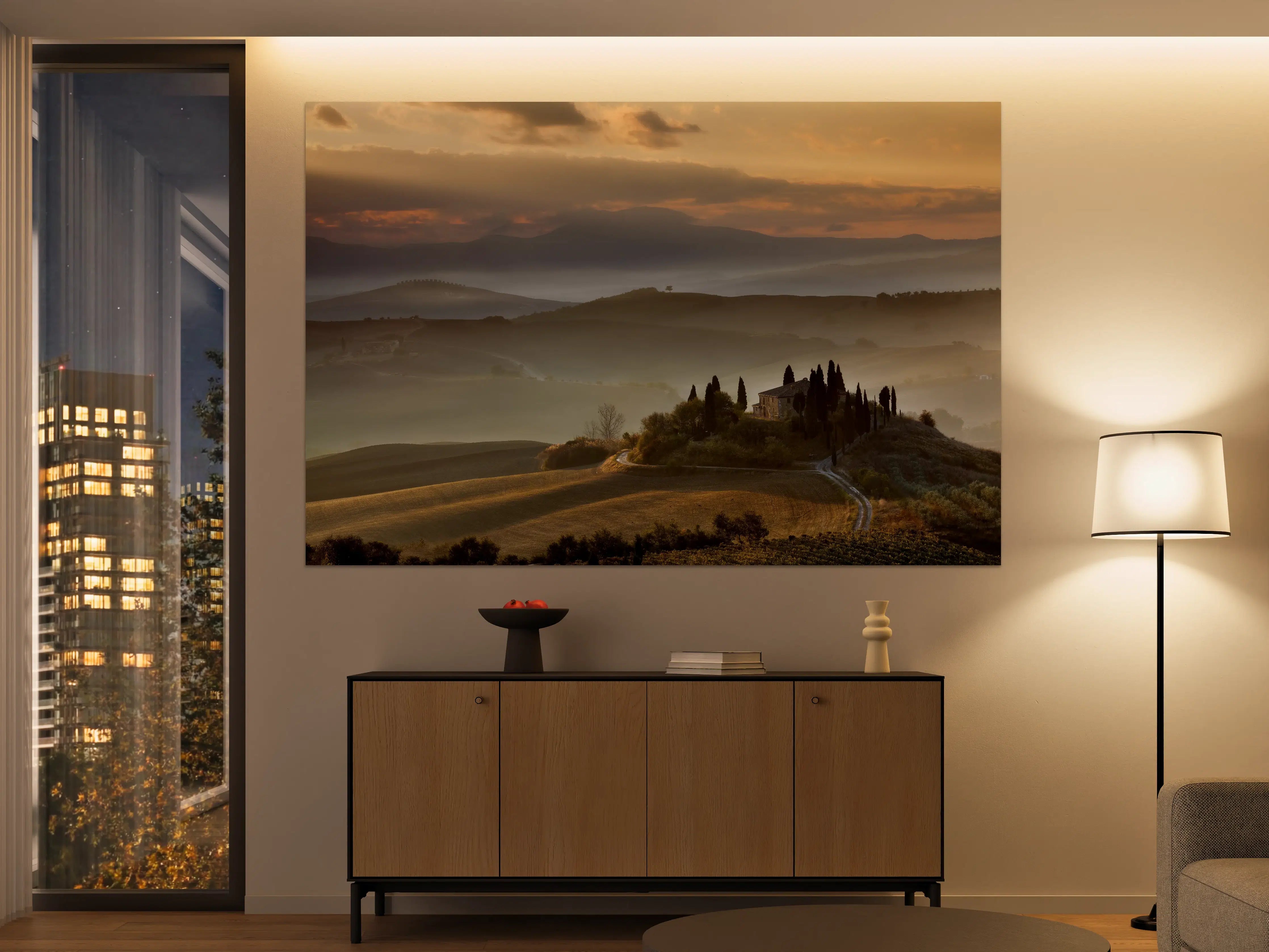 Große Wandbilder - Malerische Toskana-Landschaft bei Sonnenaufgang