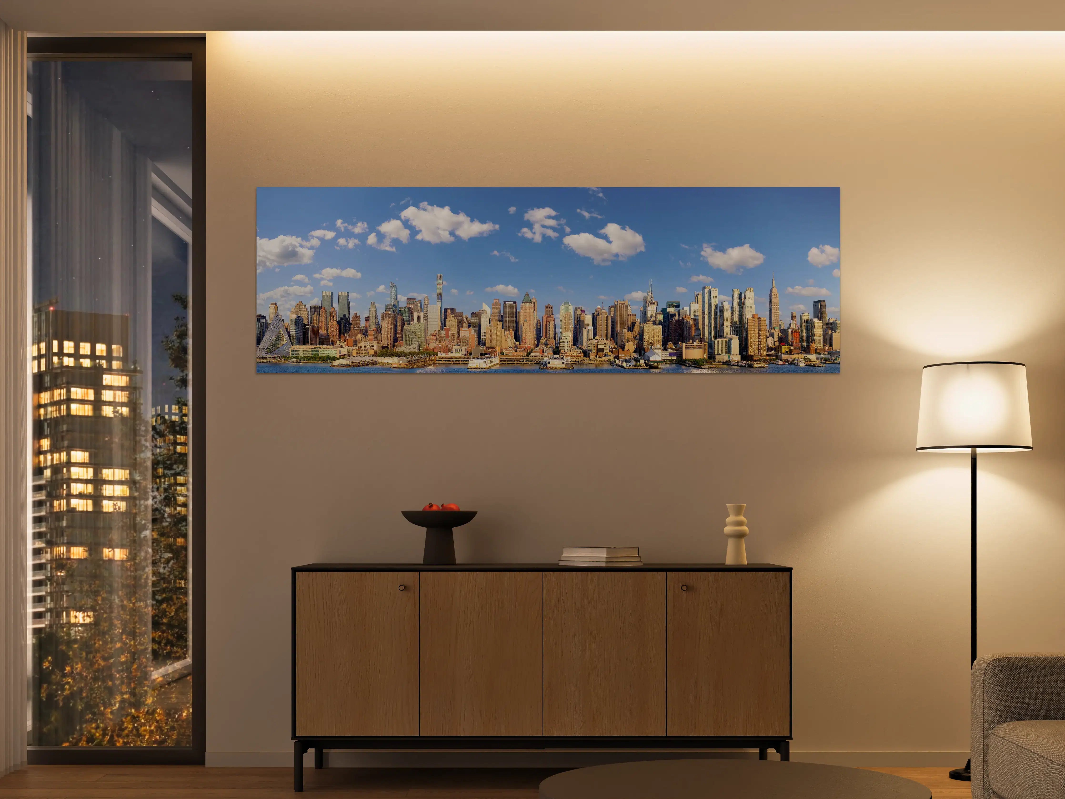 Große Wandbilder - Manhattan Skyline Blau-Beige