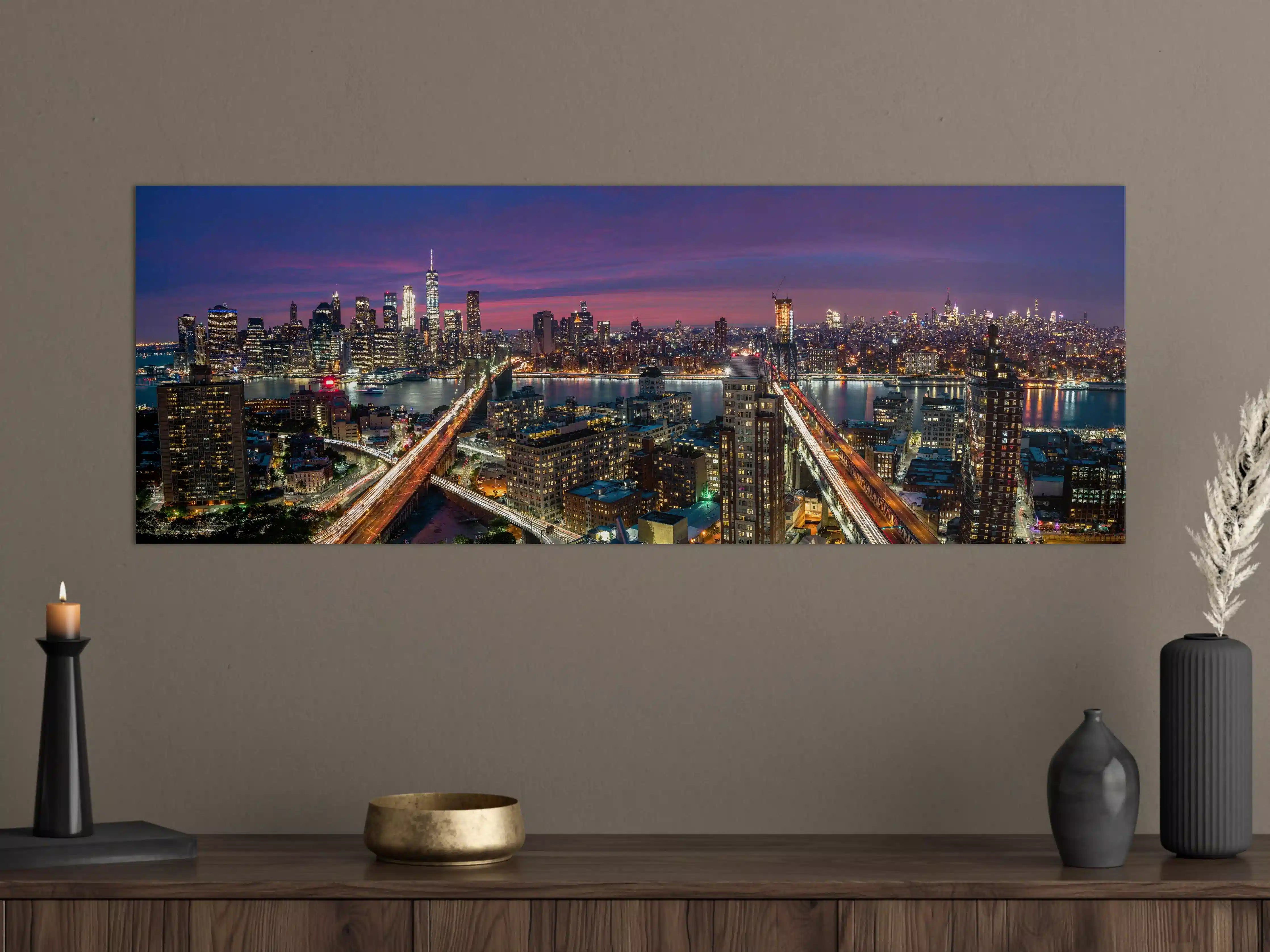 Große Wandbilder - Manhattan Skyline bei Dämmerung