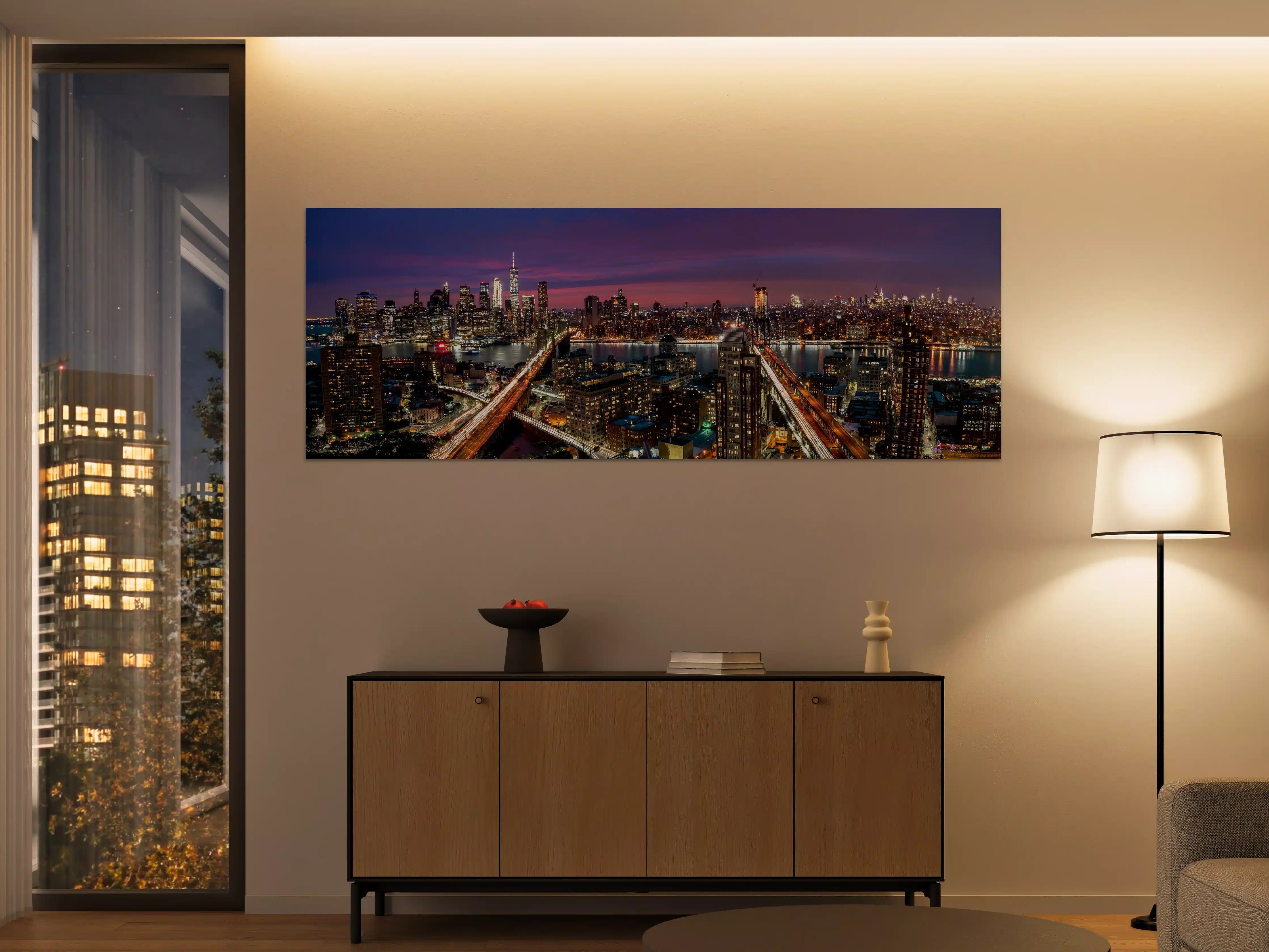 Große Wandbilder - Manhattan Skyline bei Dämmerung