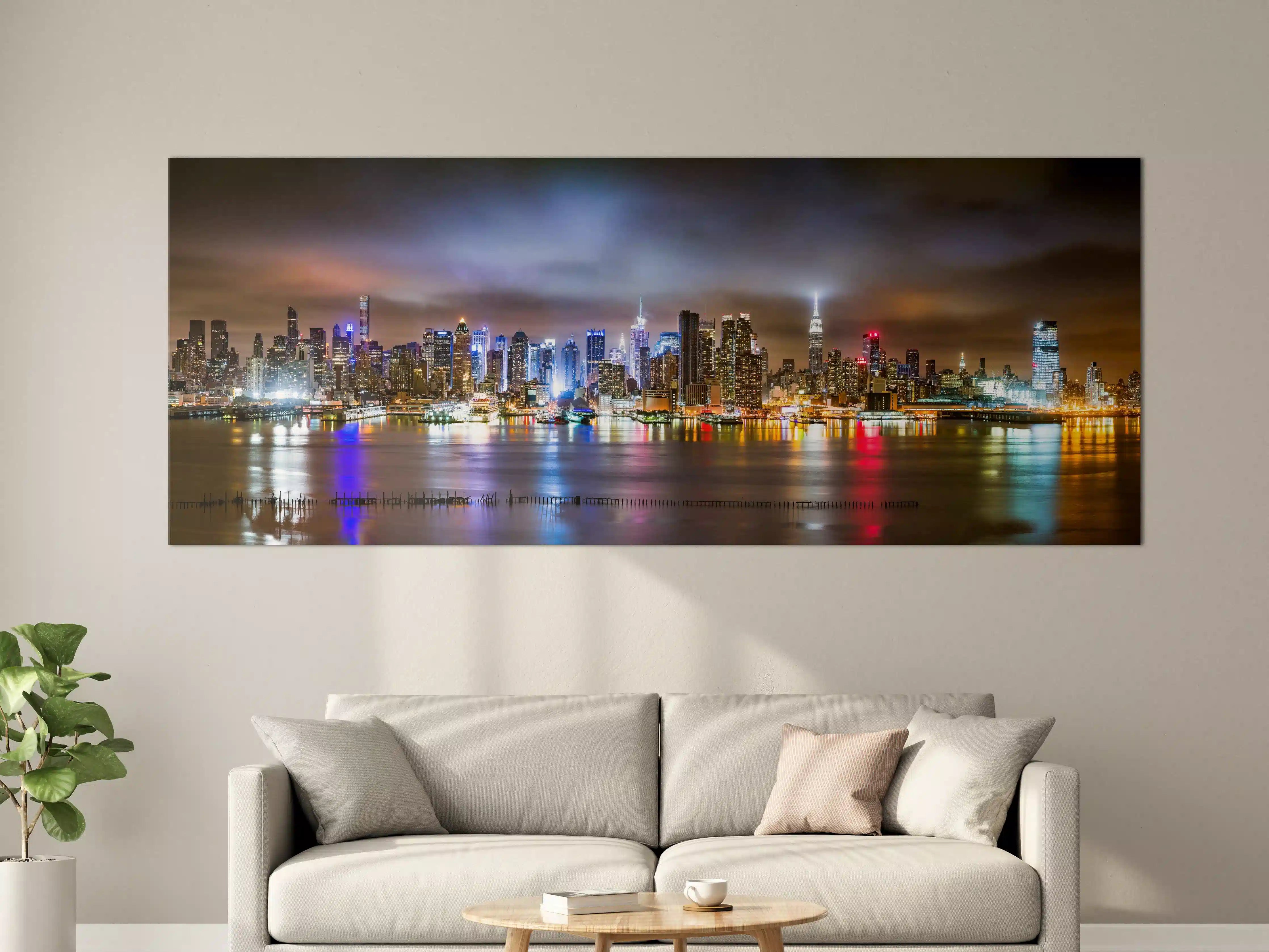 Große Wandbilder - Manhattan Skyline im nächtlichen Panorama