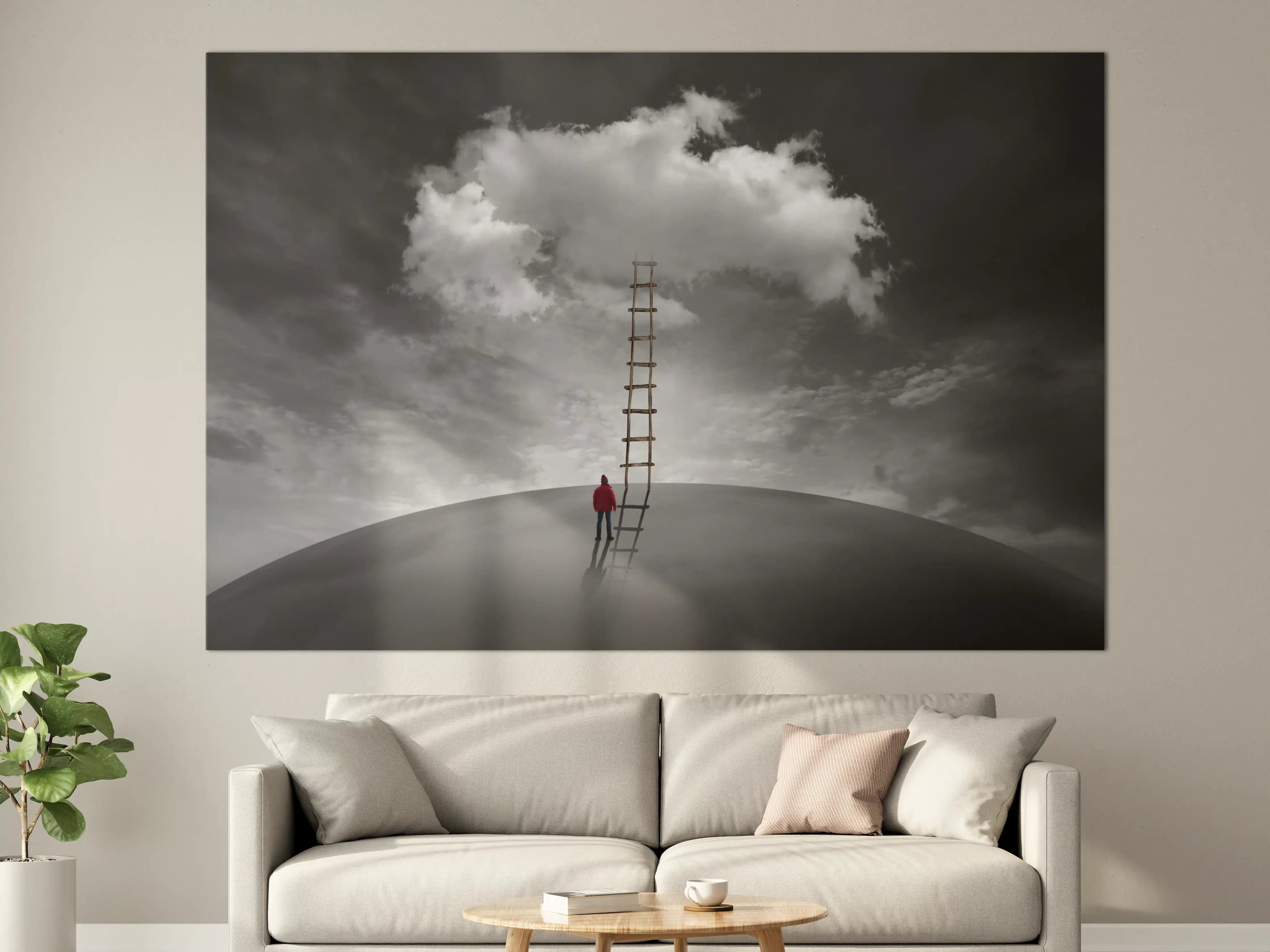 Große Wandbilder - Mann vor Wolke mit Leiter