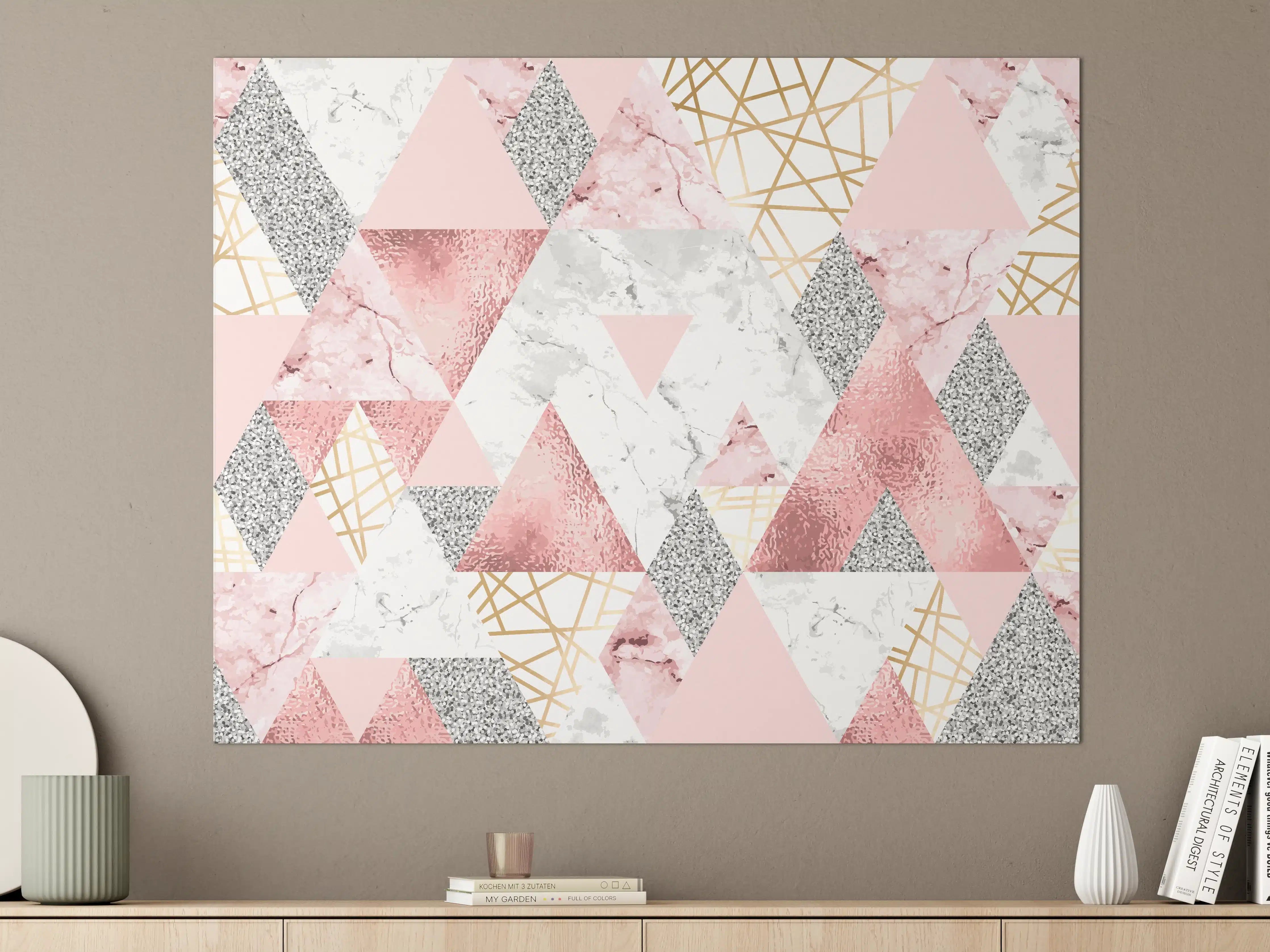Große Wandbilder - Marble Pattern Rosa Gold Dekor