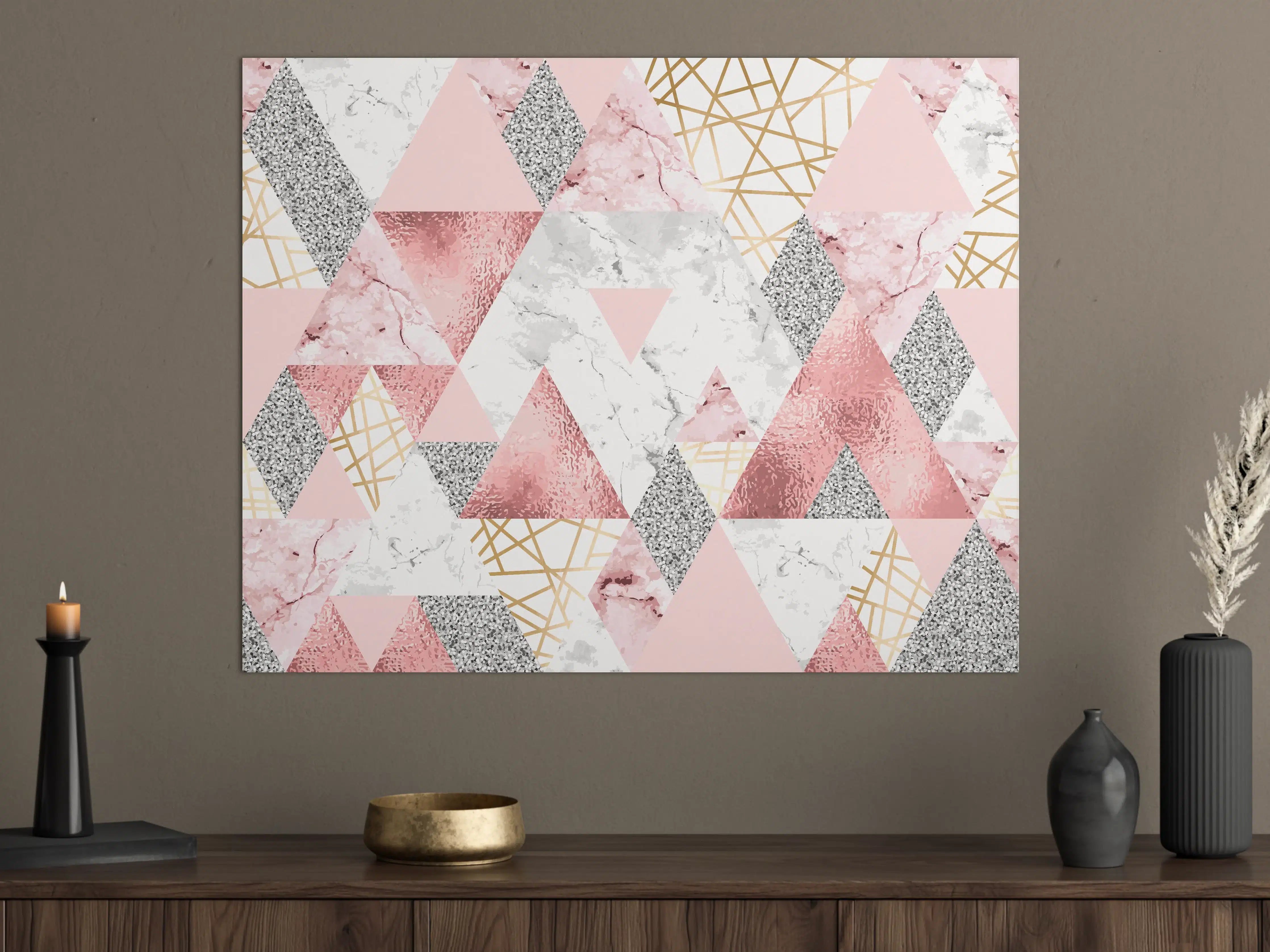 Große Wandbilder - Marble Pattern Rosa Gold Dekor