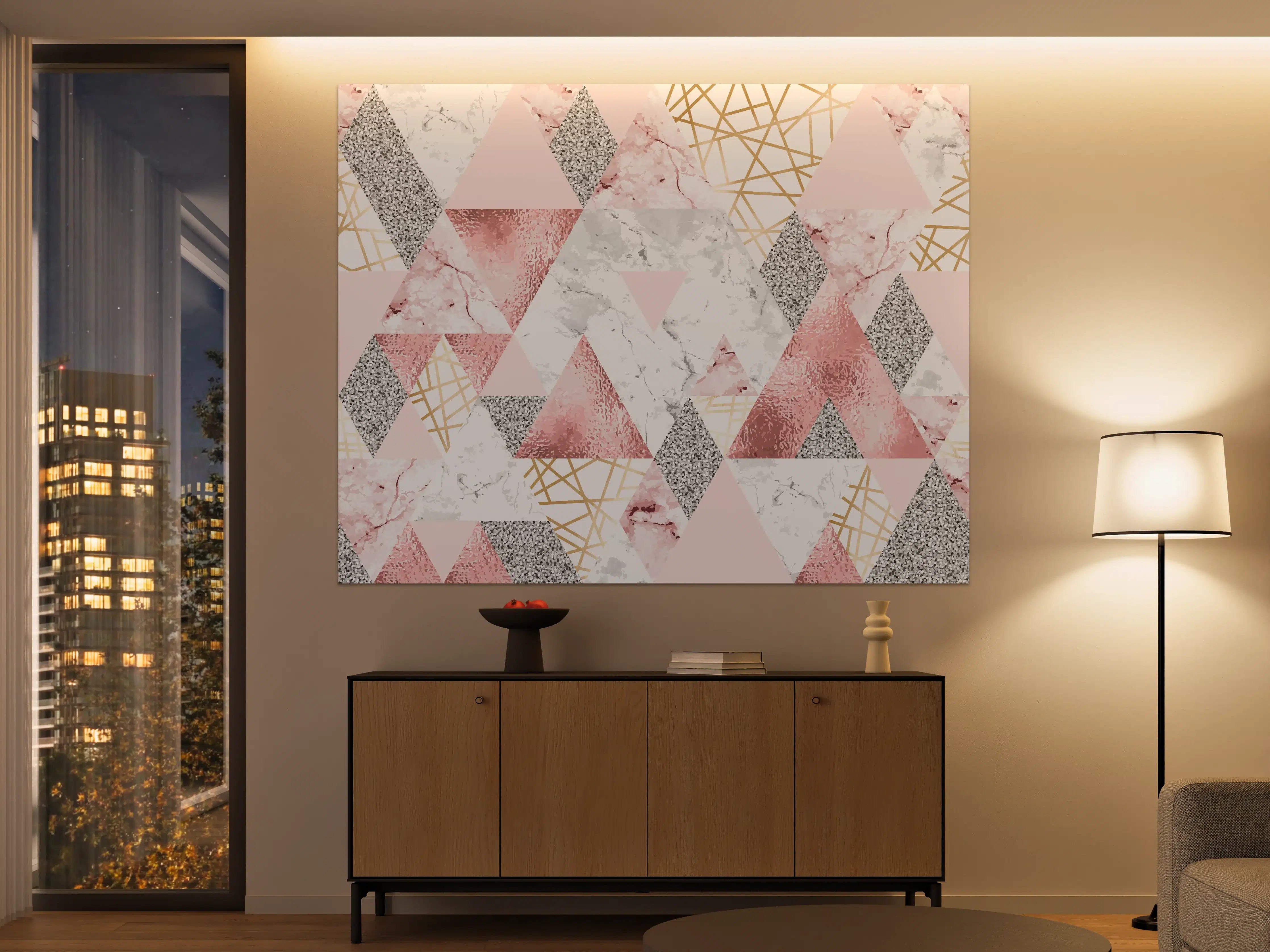 Große Wandbilder - Marble Pattern Rosa Gold Dekor
