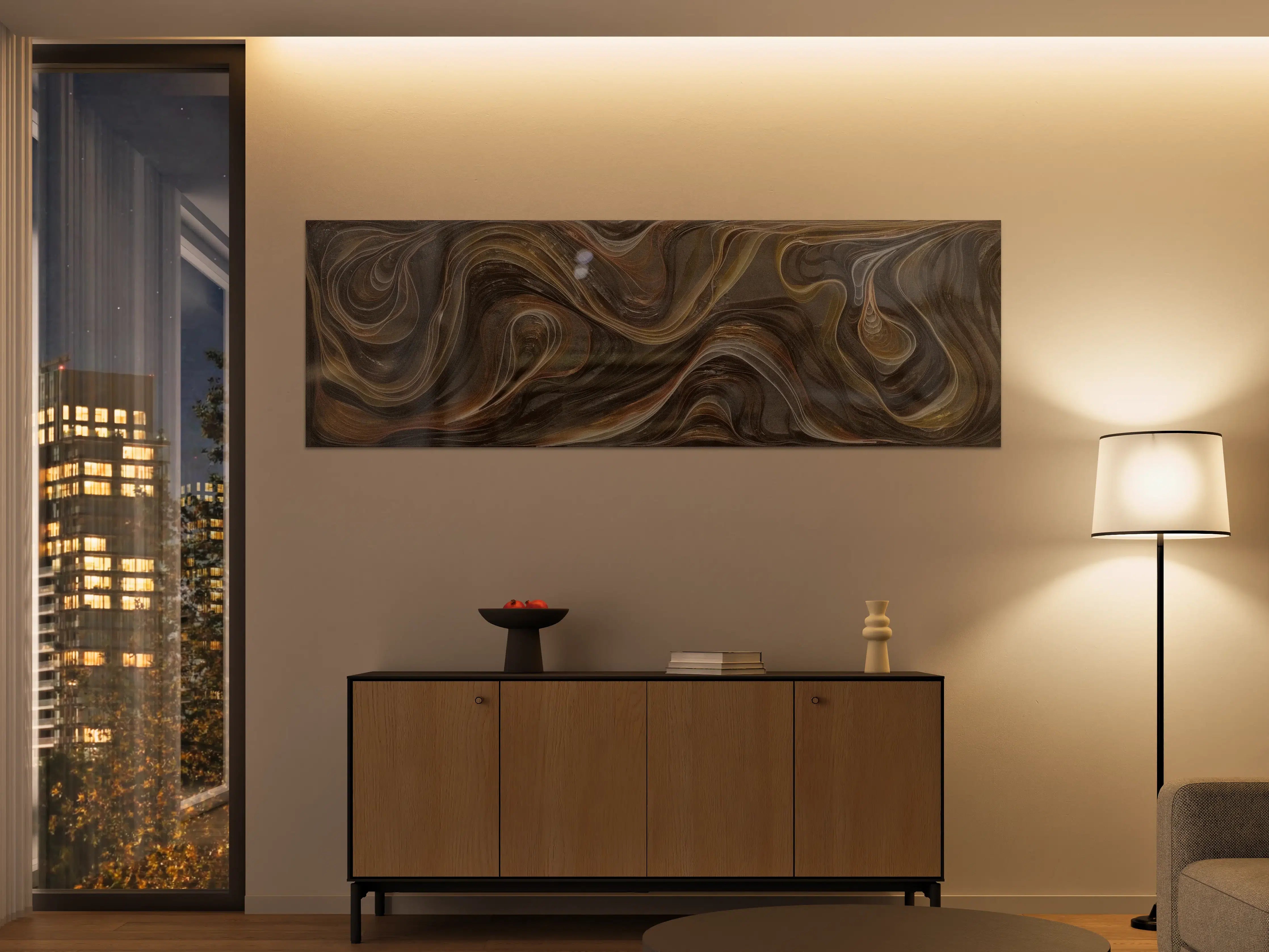 Große Wandbilder - Marble Swirl in Dunkel- und Erdtönen