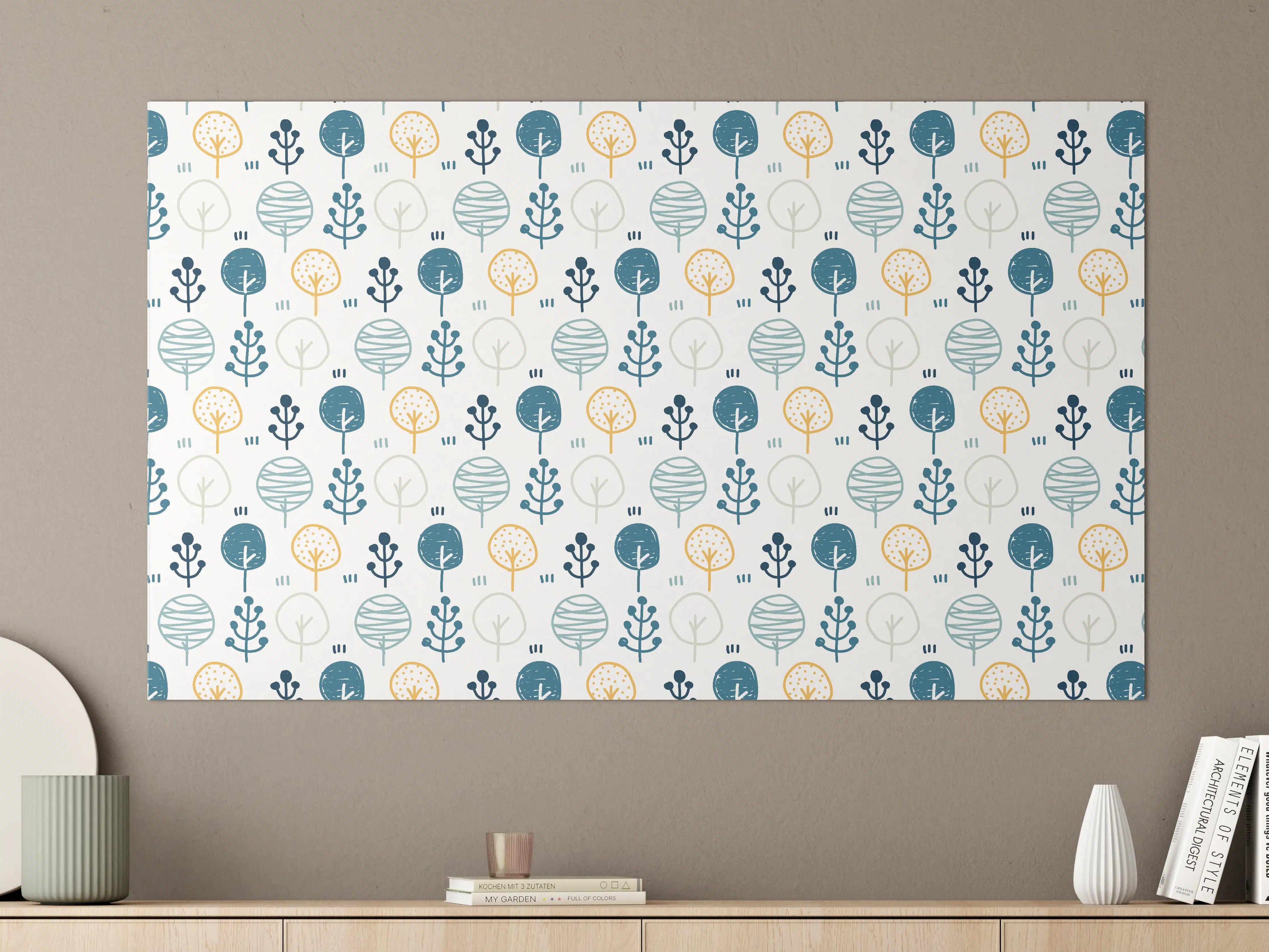 Große Wandbilder - Maritimes Blau-Gelb Musterdesign