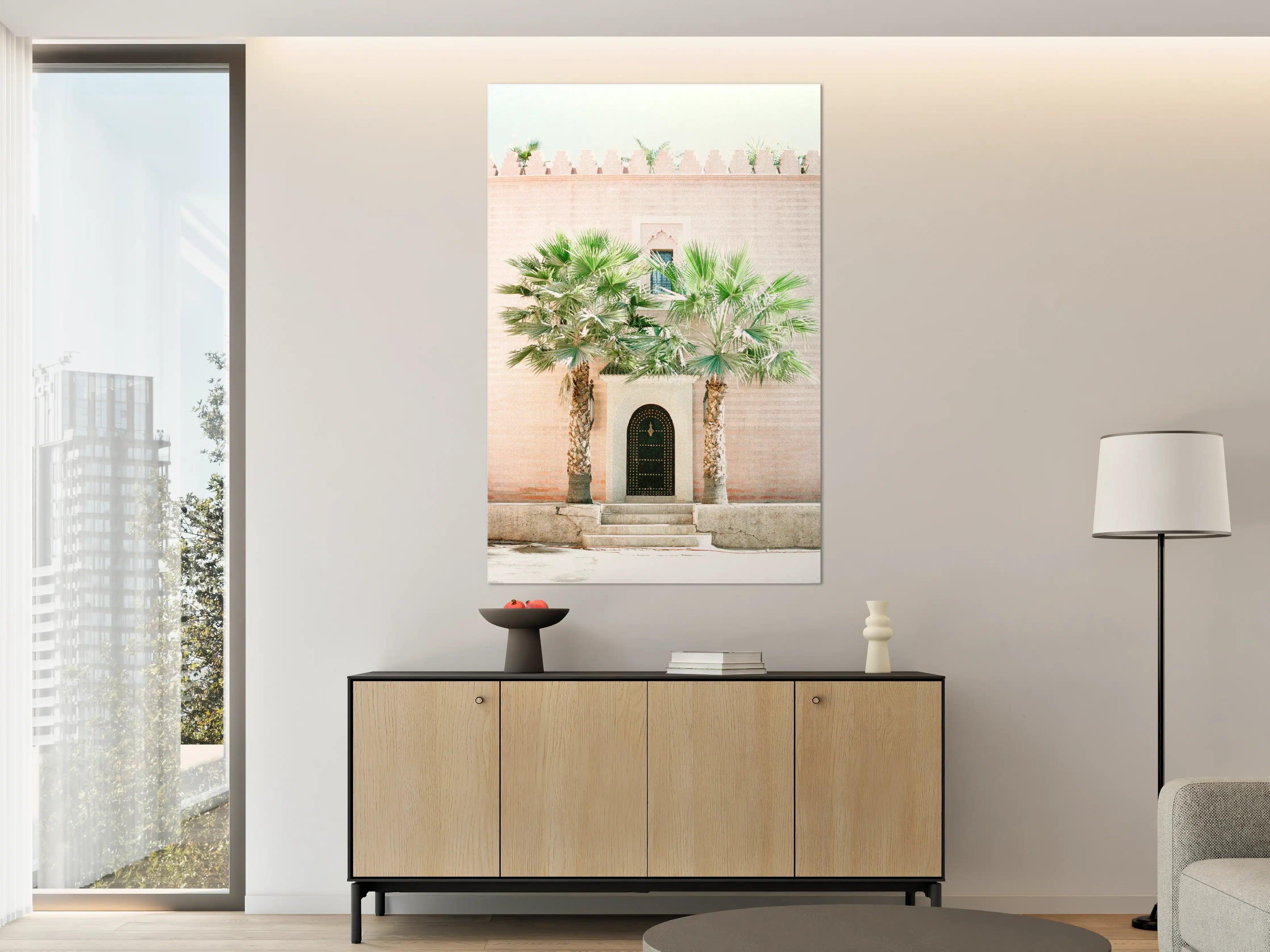 Große Wandbilder - Marrakesch Pink Palmentür