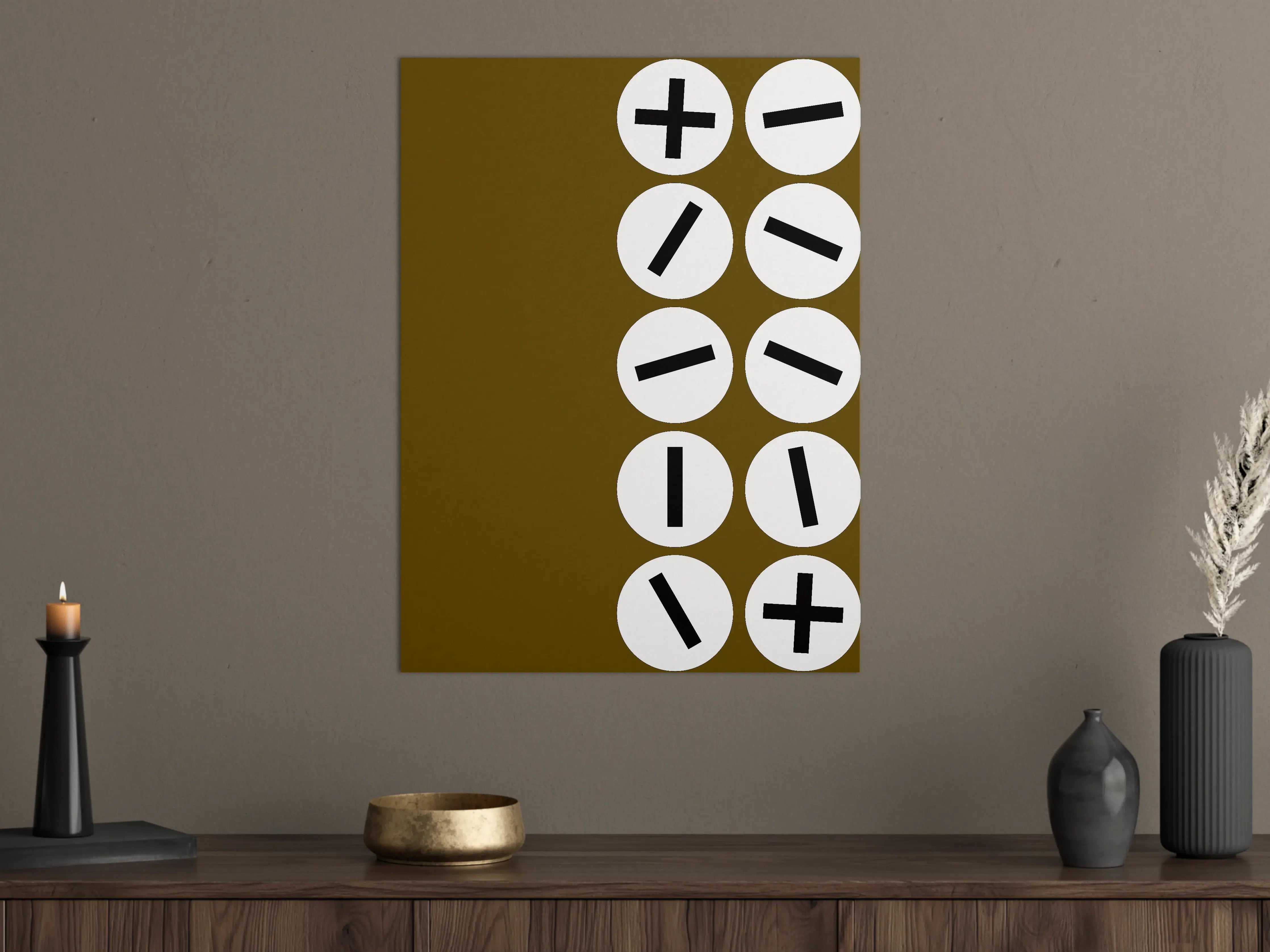 Große Wandbilder - Mathematische Symbole auf braunem Hintergrund