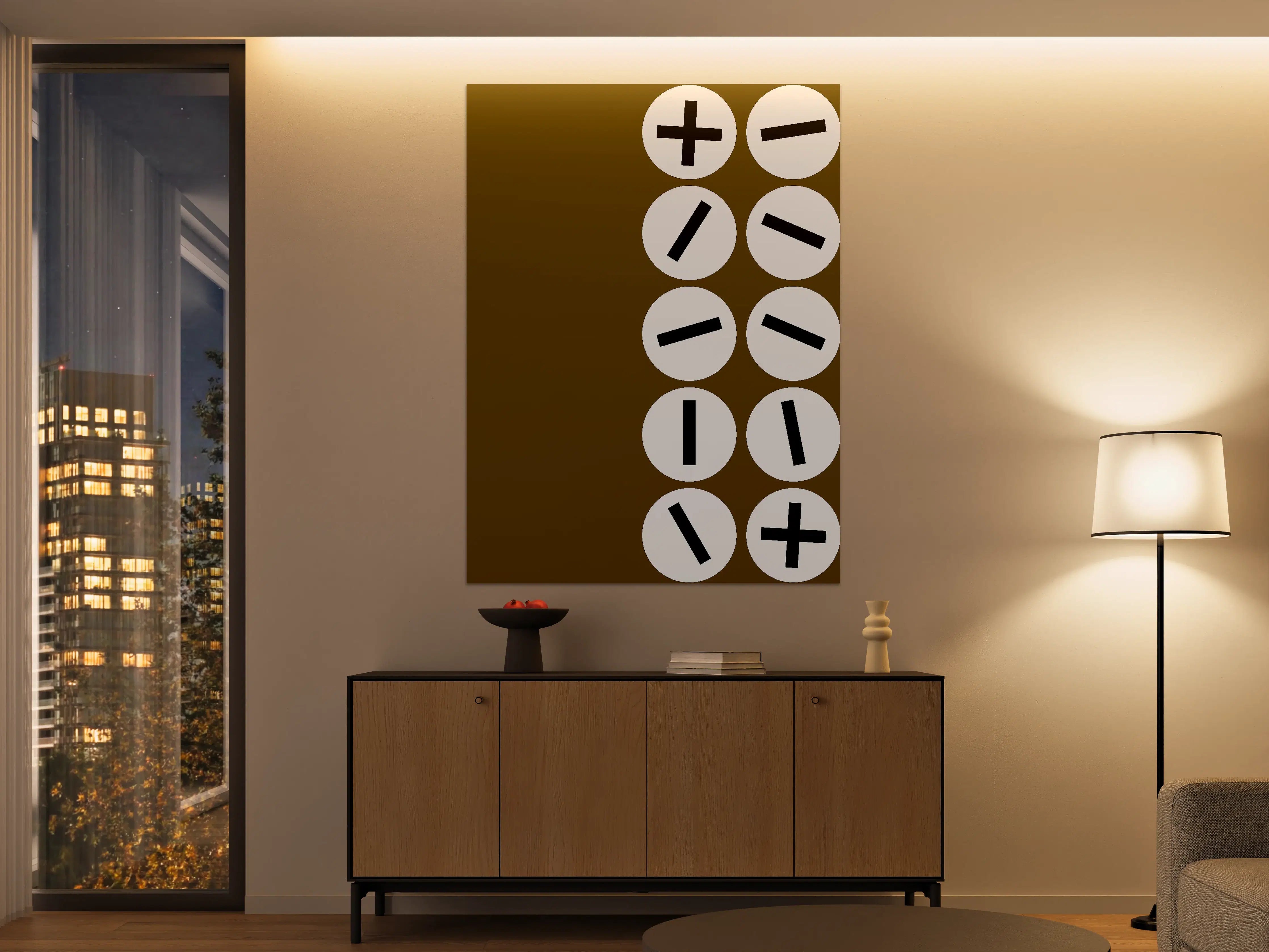 Große Wandbilder - Mathematische Symbole auf braunem Hintergrund