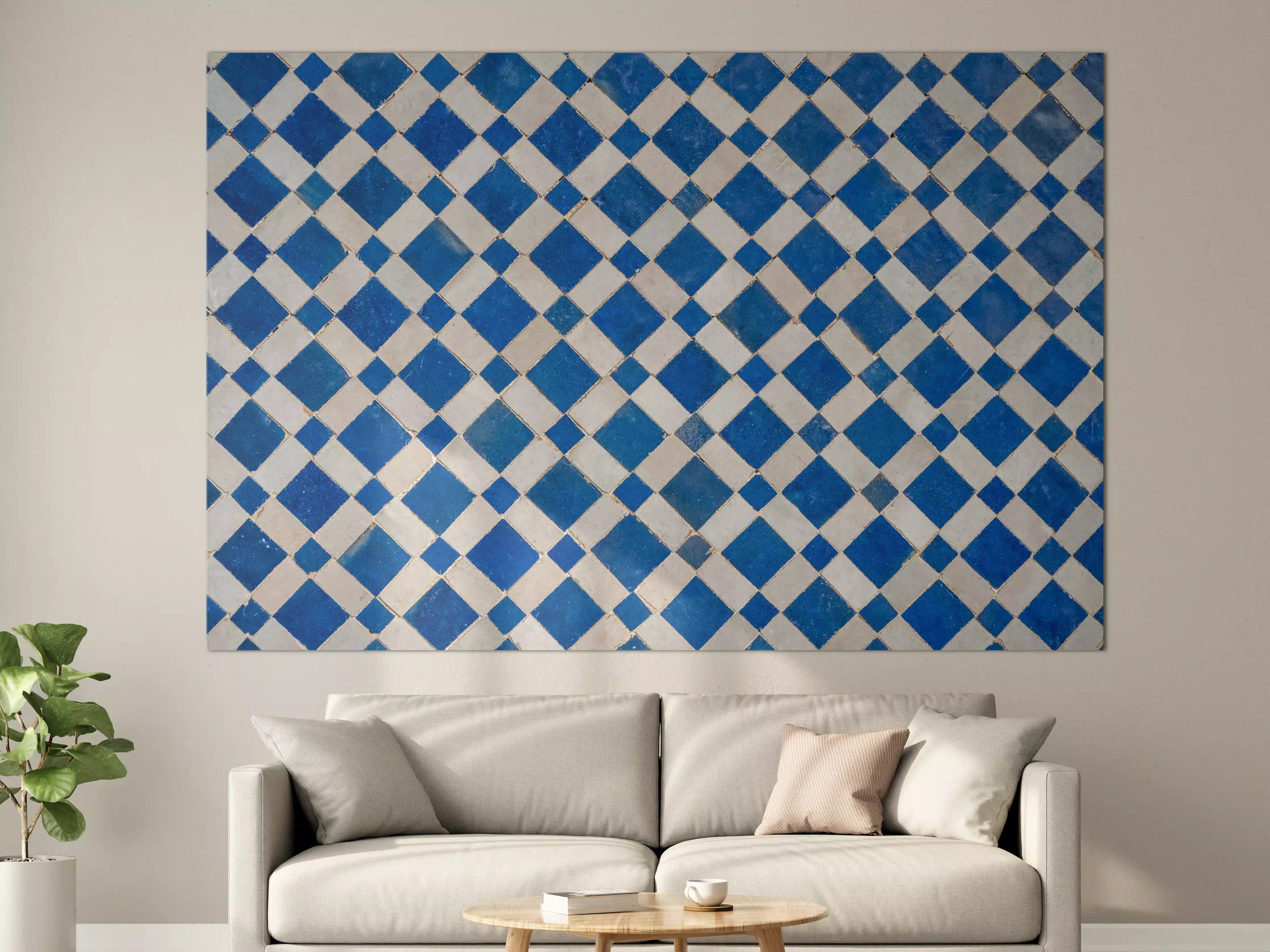 Große Wandbilder - Mediterane Fliesen in Blau und Weiß