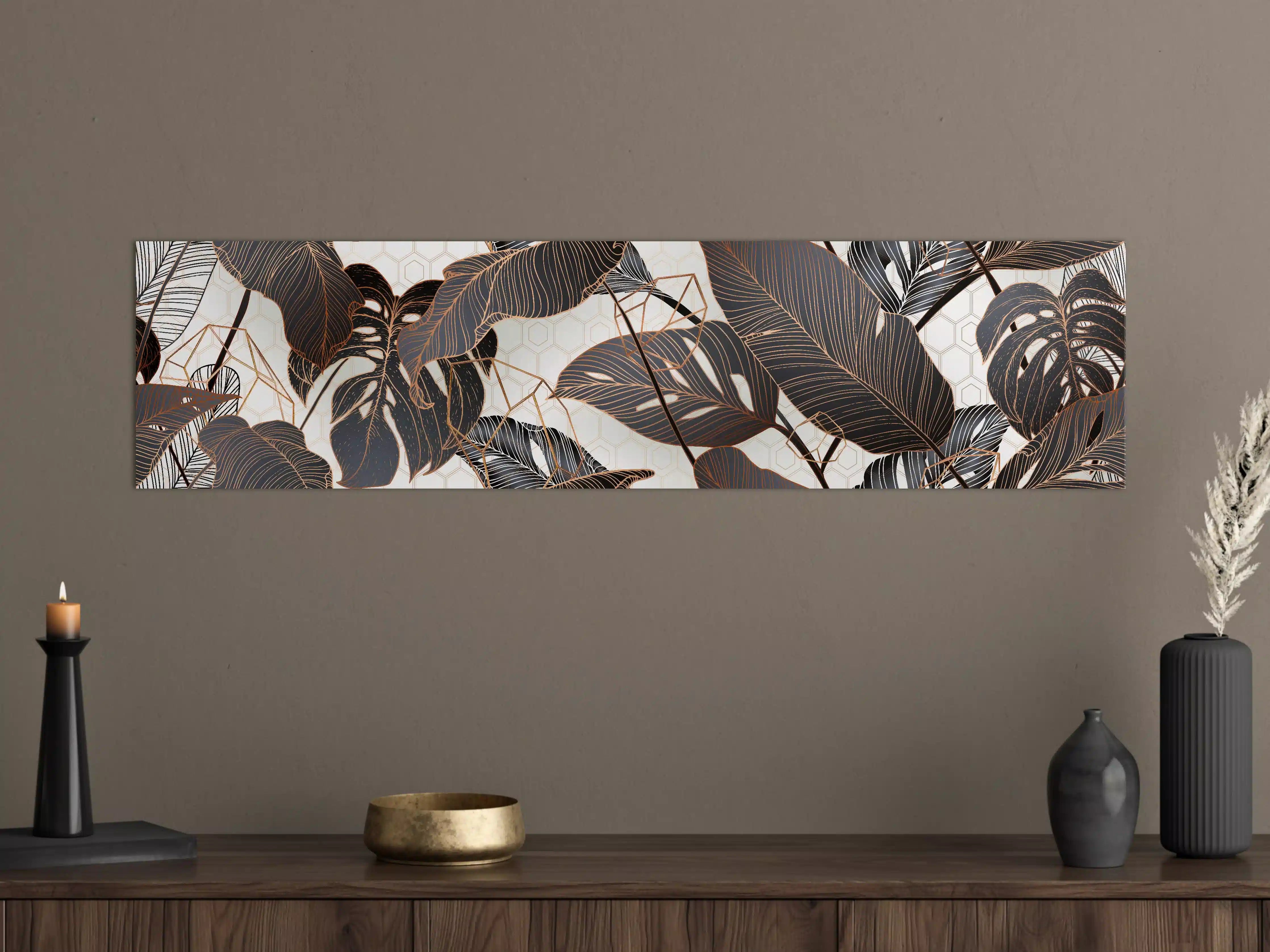 Große Wandbilder - Metallische Blatt-Muster Tapete