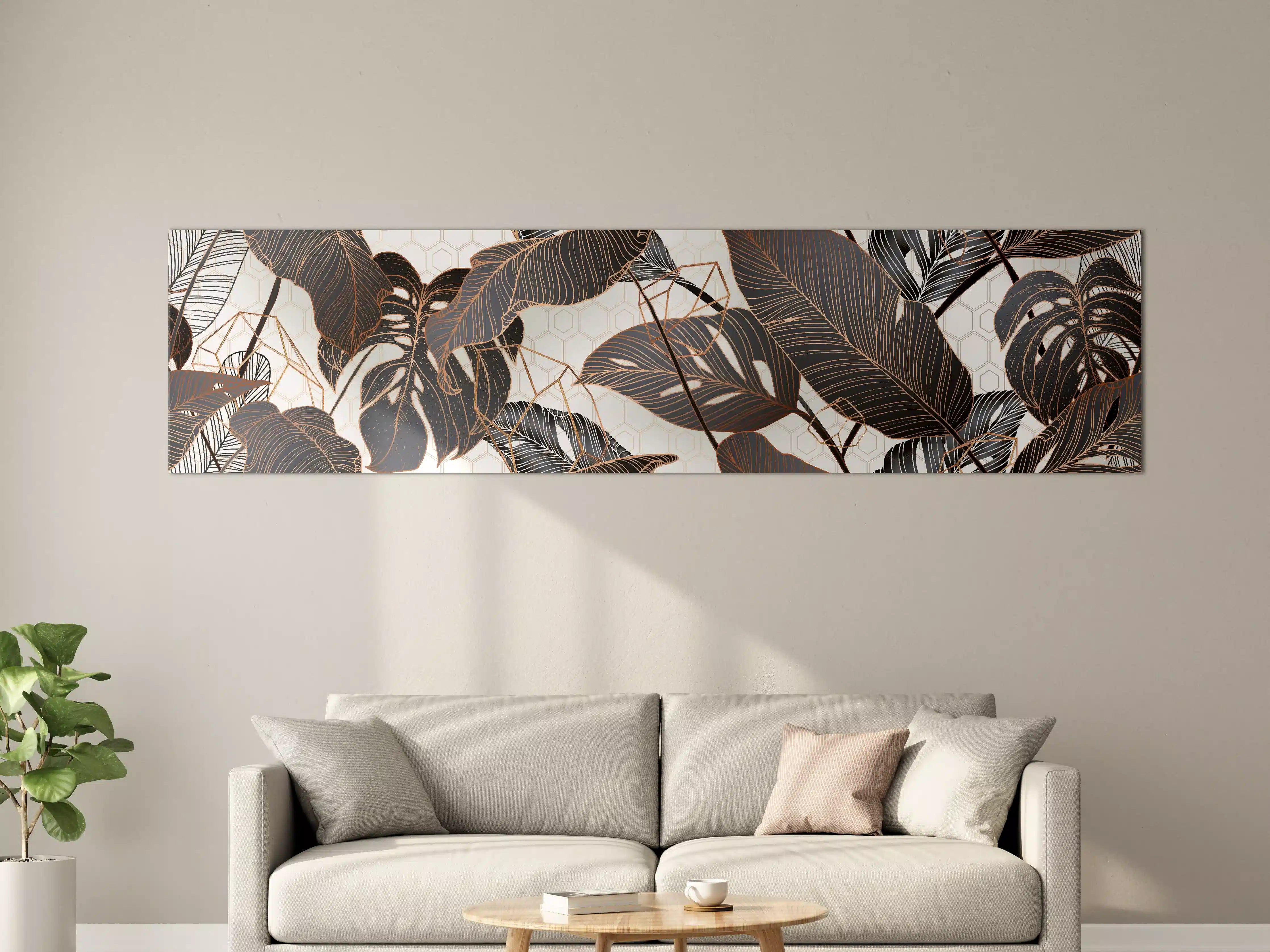 Große Wandbilder - Metallische Blatt-Muster Tapete