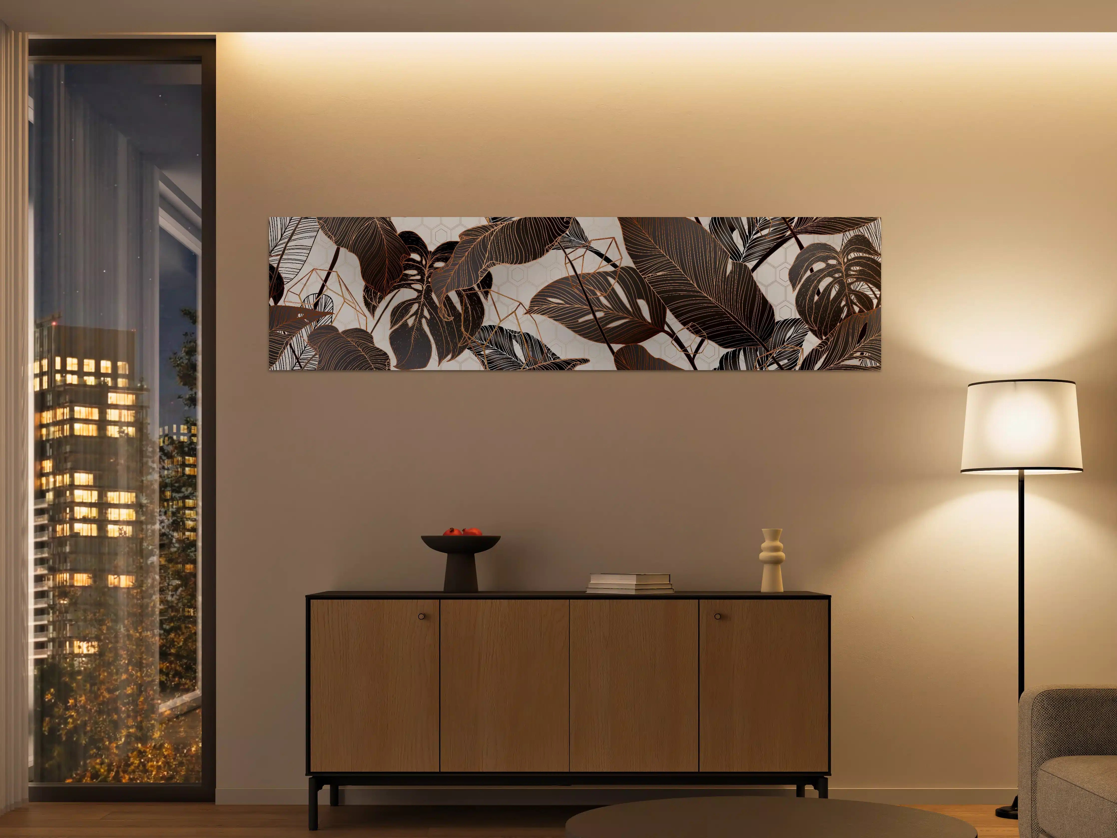 Große Wandbilder - Metallische Blatt-Muster Tapete