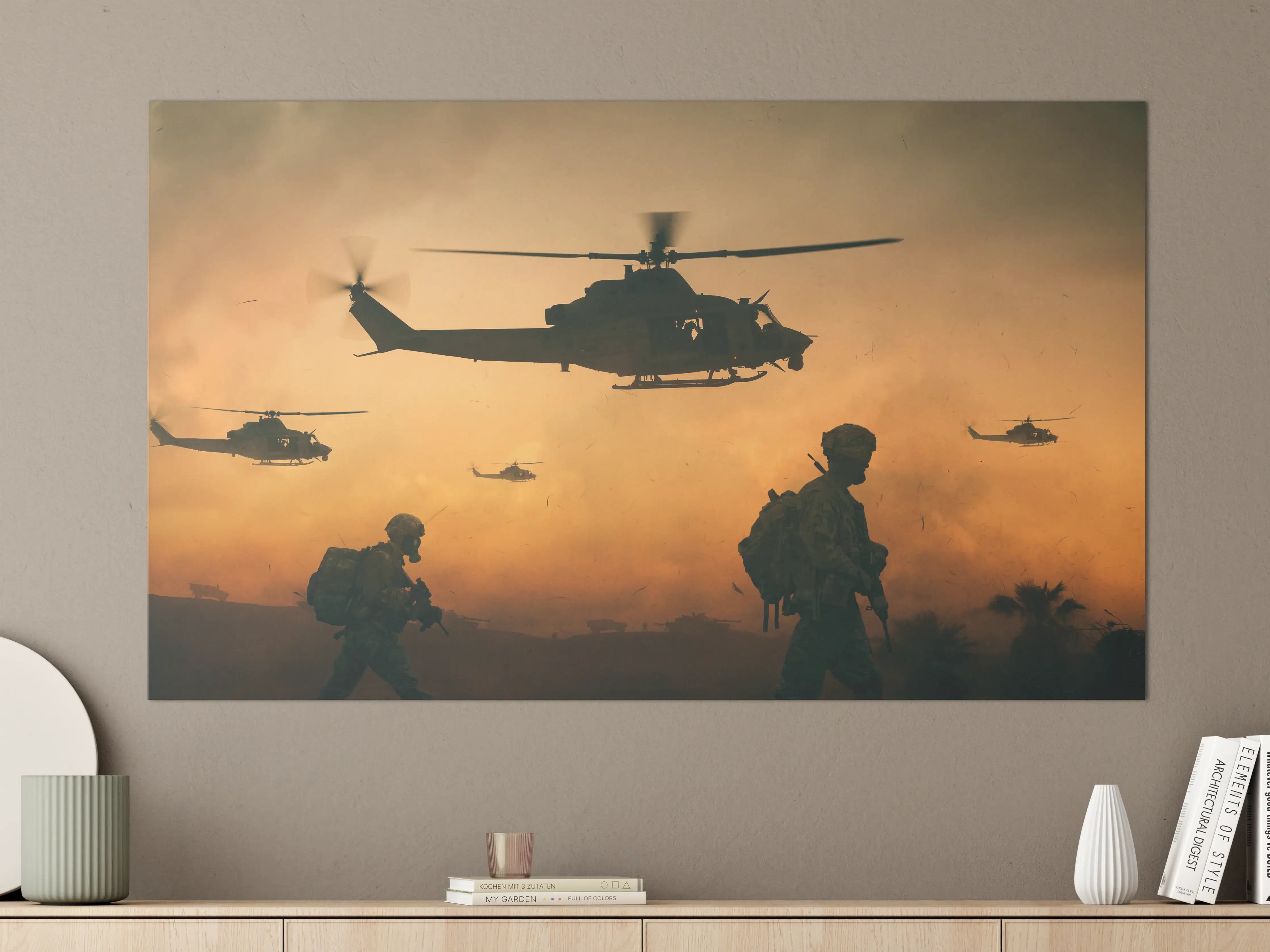 Große Wandbilder - Militär und Hubschrauber auf dem Weg zum Schlachtfeld