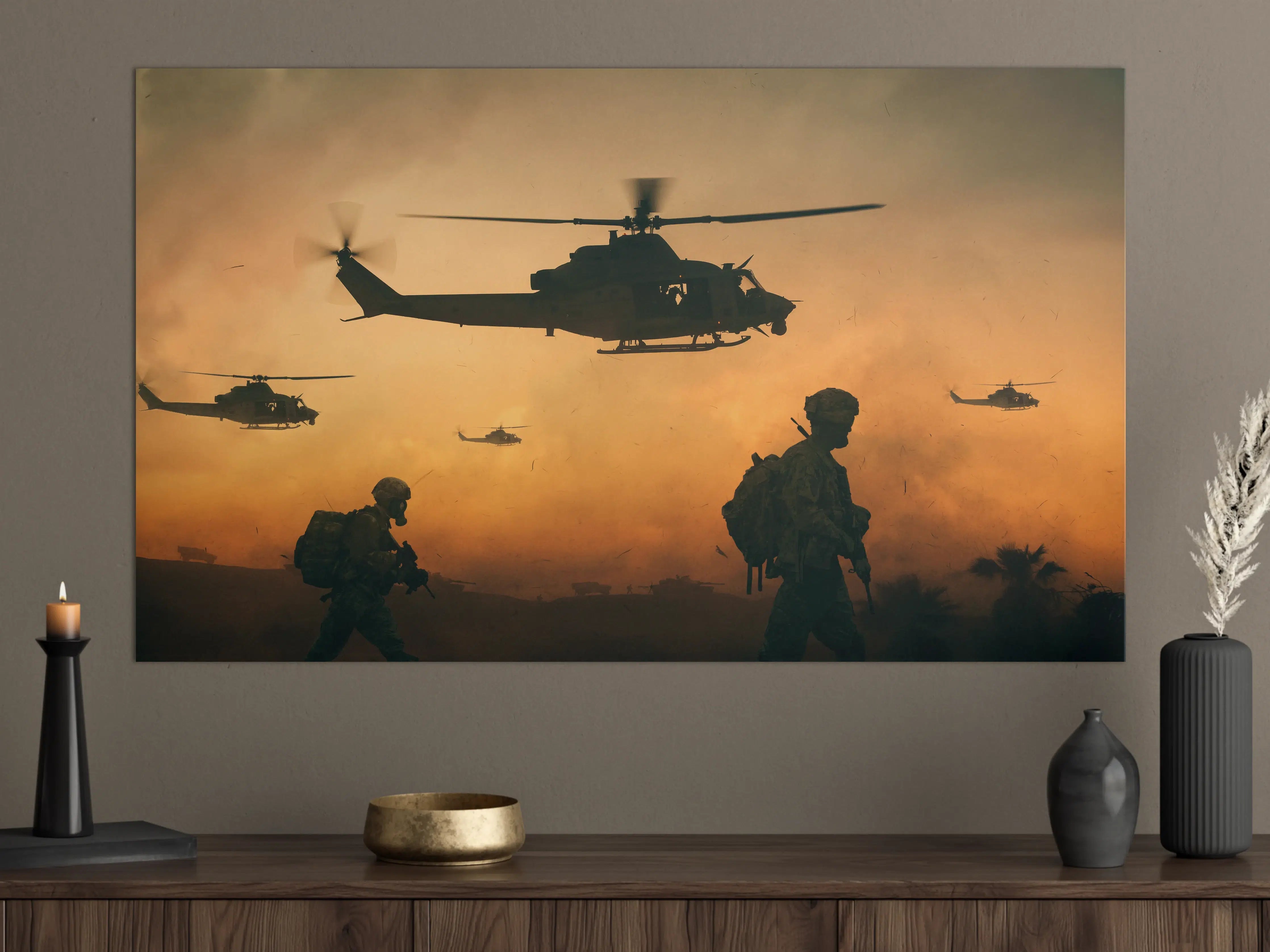 Große Wandbilder - Militär und Hubschrauber auf dem Weg zum Schlachtfeld