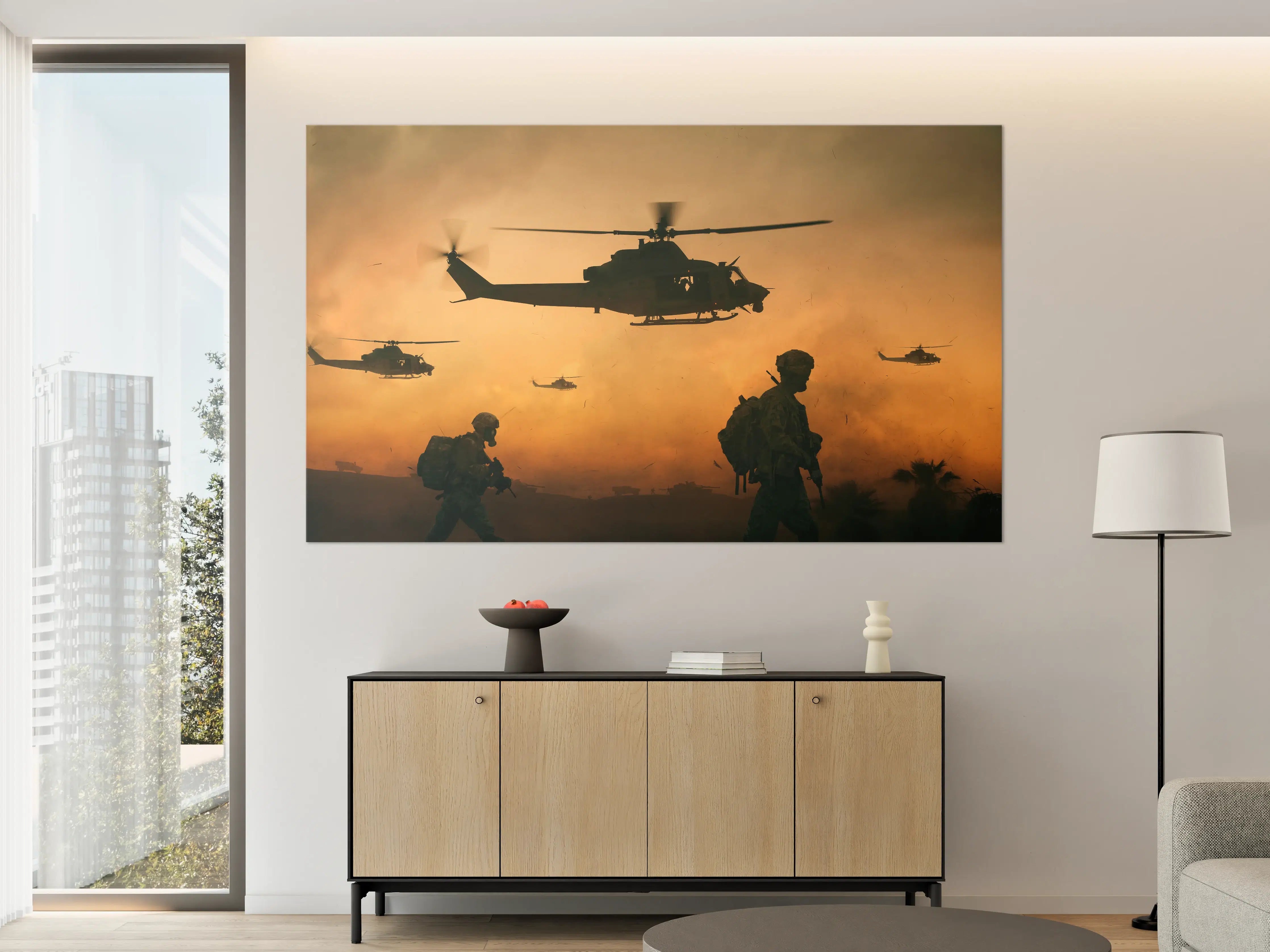 Große Wandbilder - Militär und Hubschrauber auf dem Weg zum Schlachtfeld