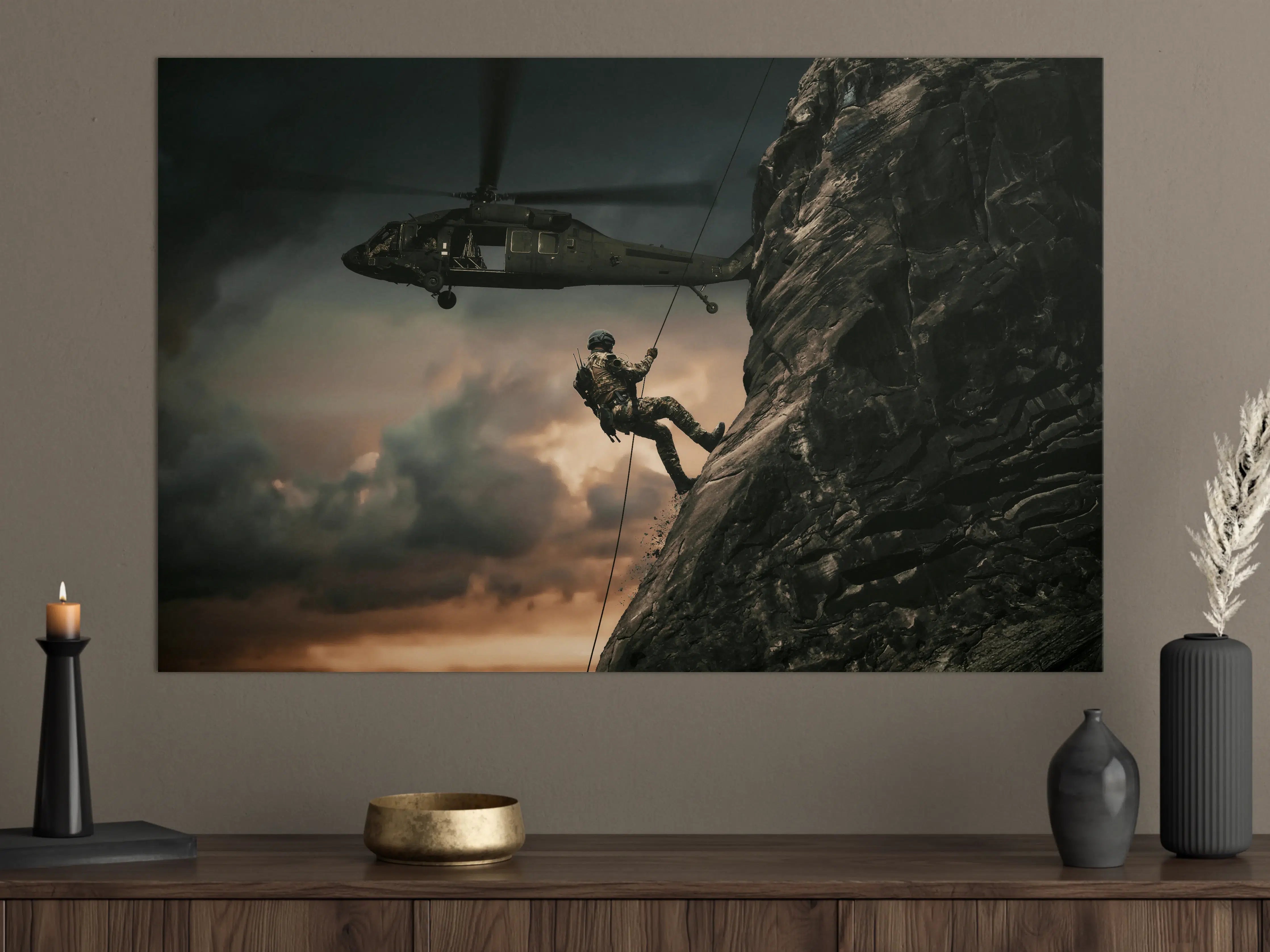 Große Wandbilder - Militärhubschrauber und Truppen