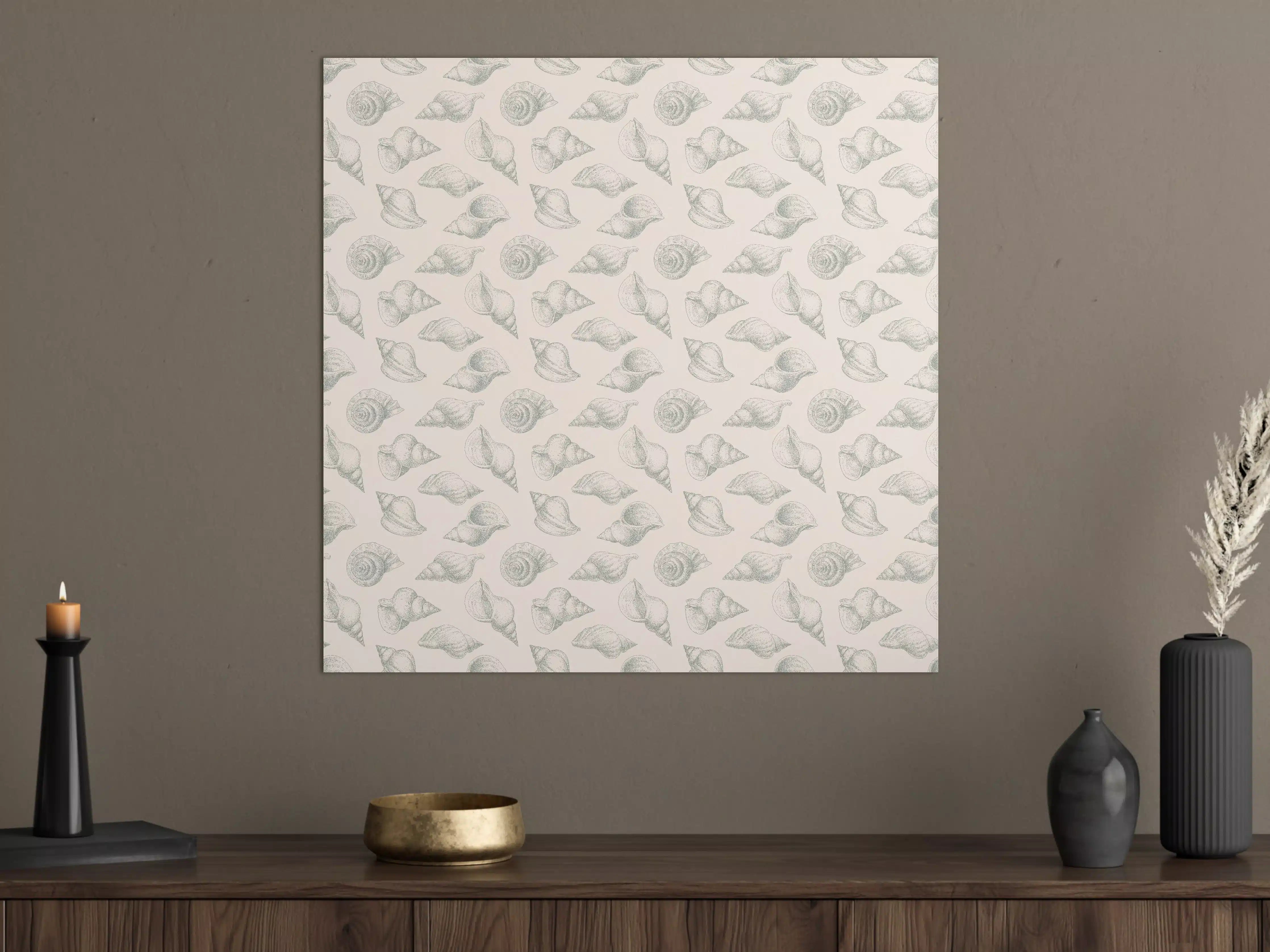 Große Wandbilder - Minimal Muschelmuster Beige-Grau