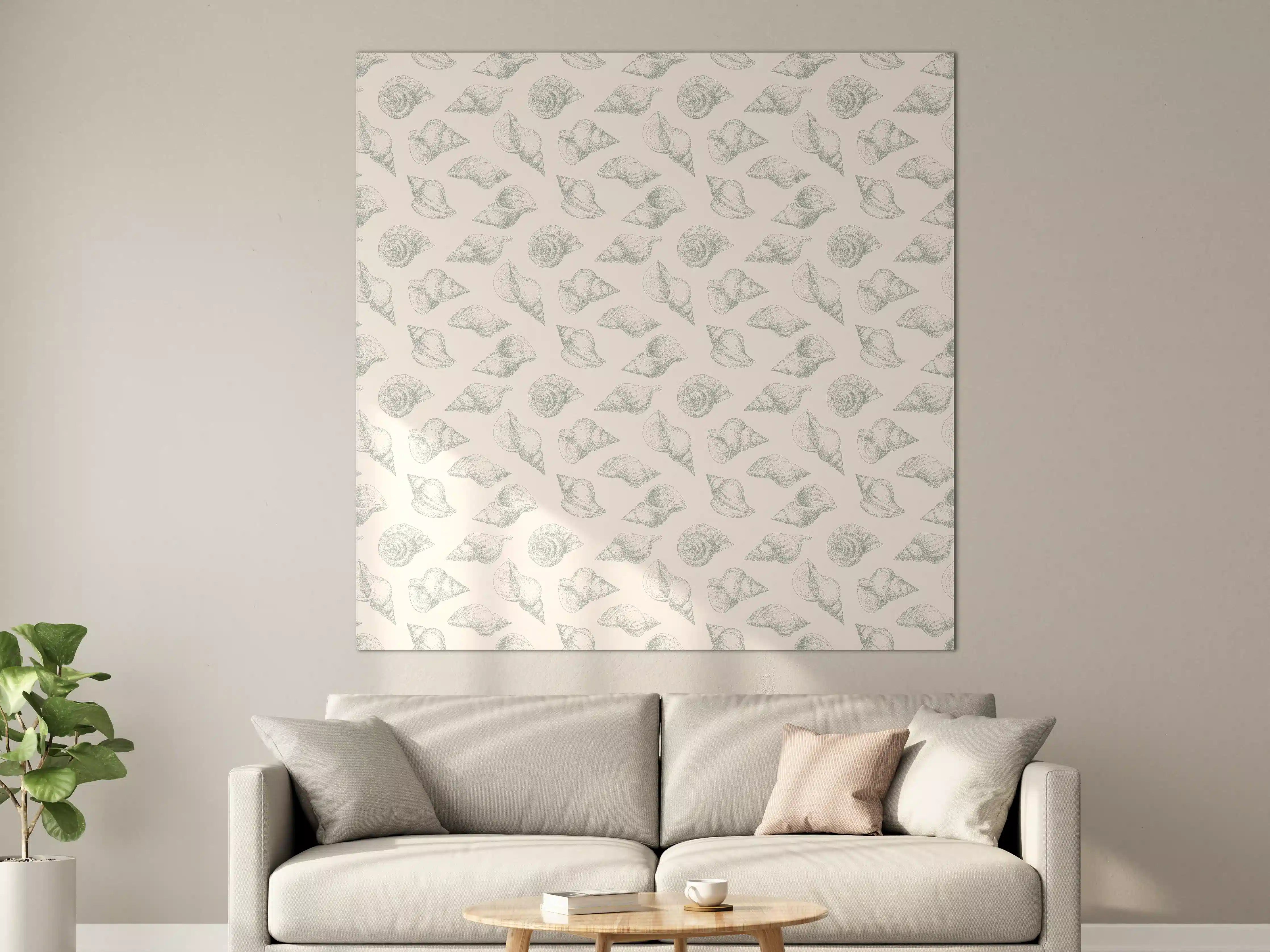 Große Wandbilder - Minimal Muschelmuster Beige-Grau