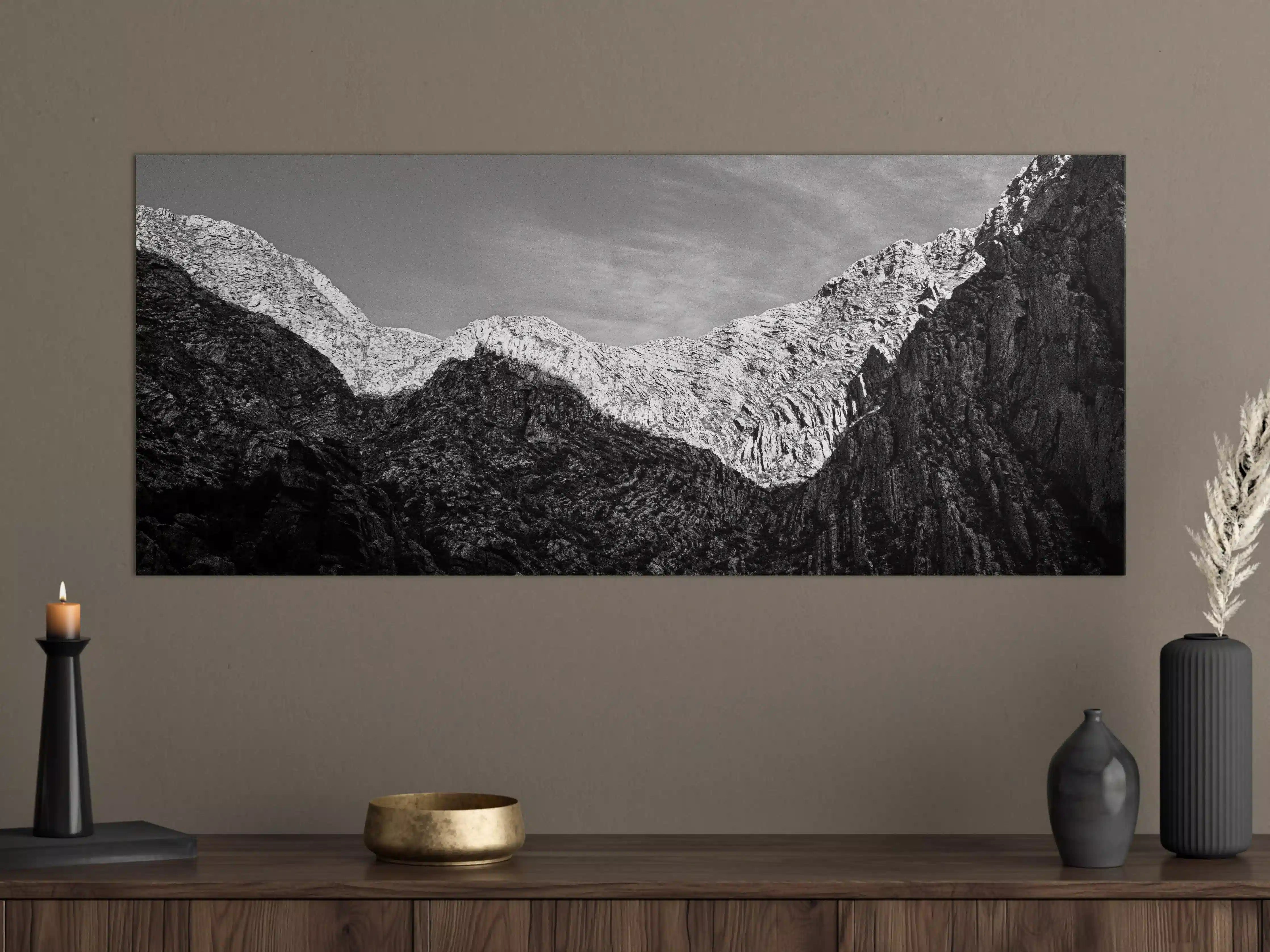Große Wandbilder - Minimal Schwarz-Weiß Gebirge