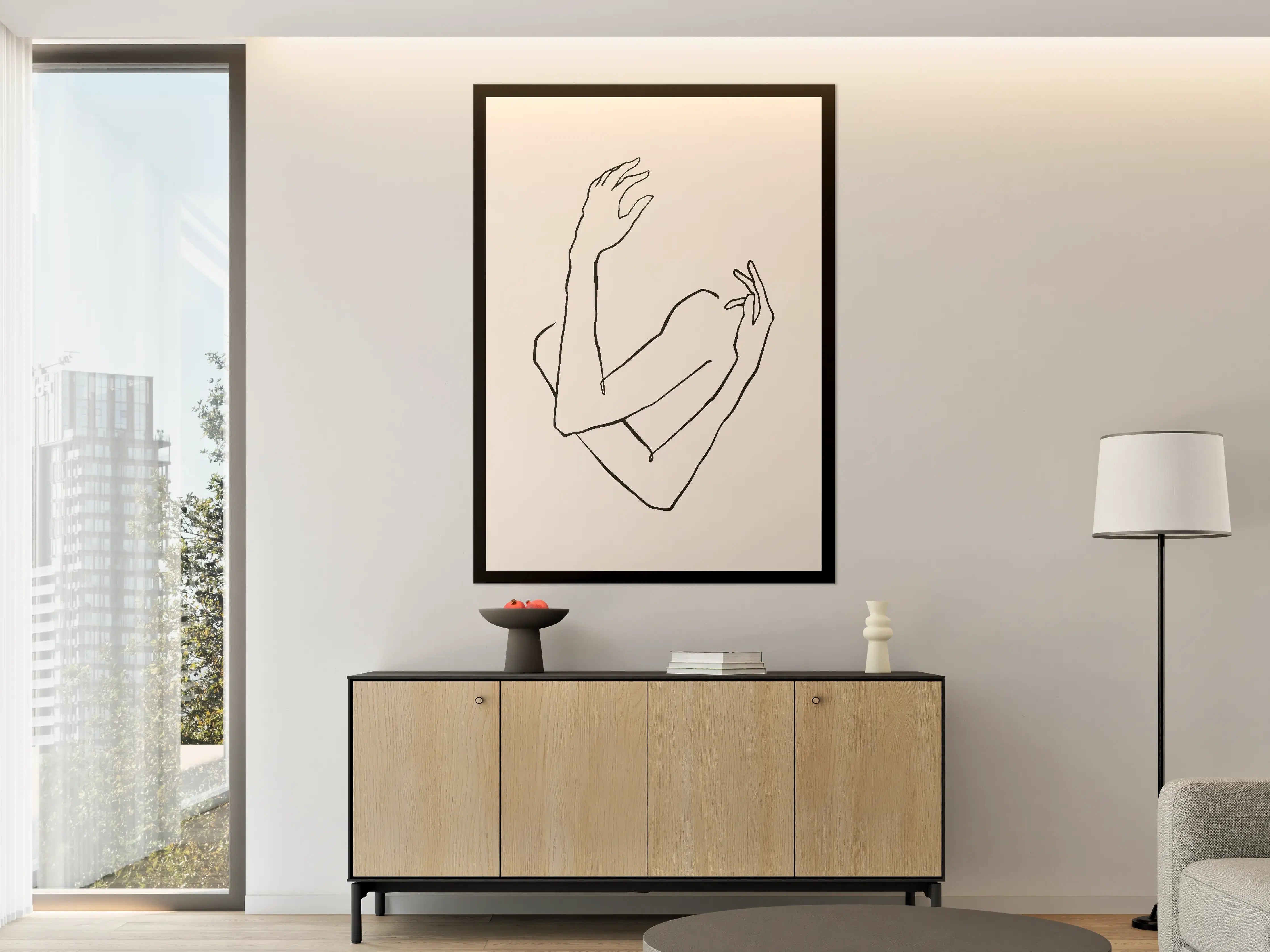 Große Wandbilder - Minimalistische Arm- und Handzeichnung
