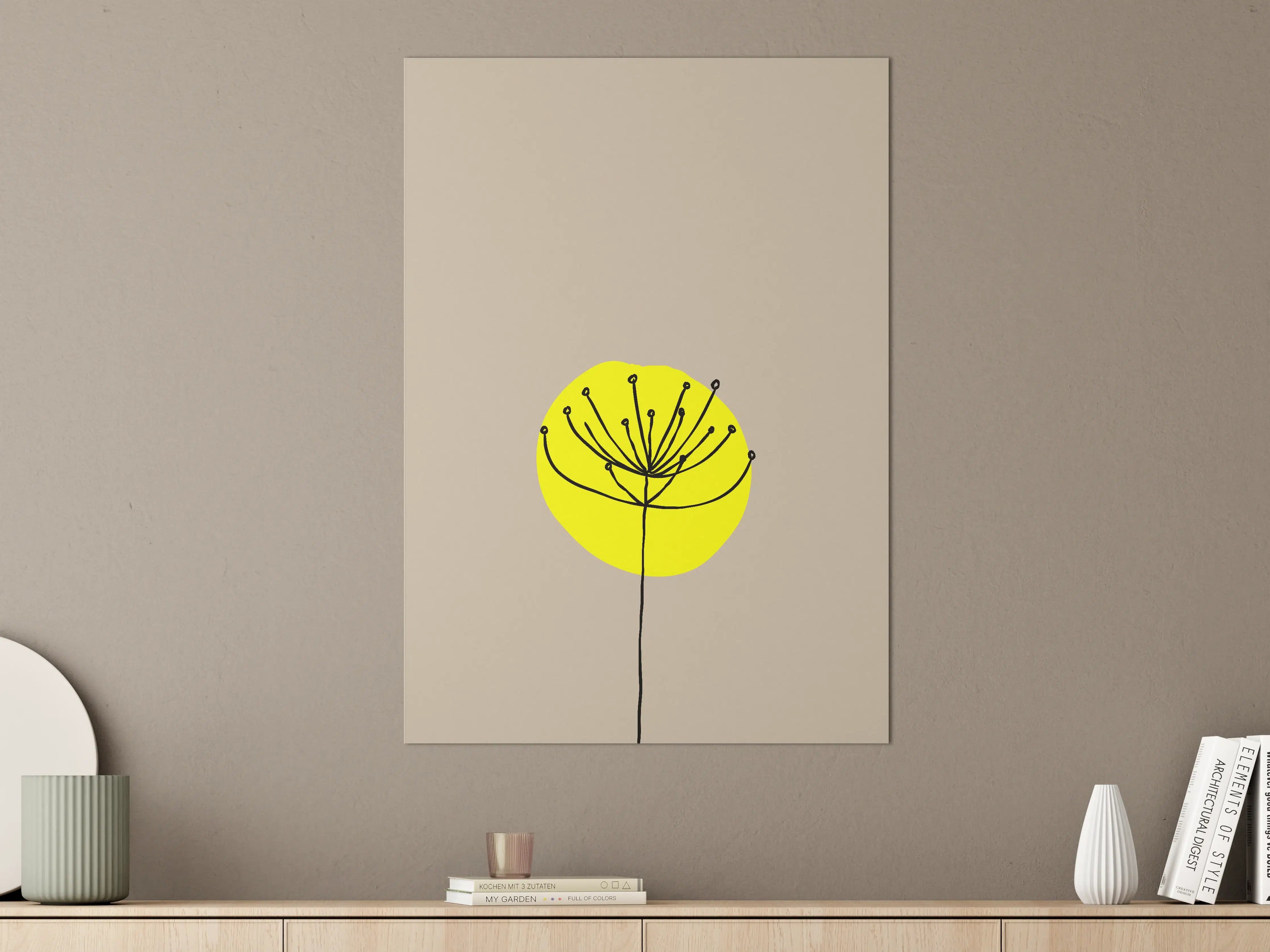 Große Wandbilder - Minimalistische-Blume auf neutralem Hintergrund