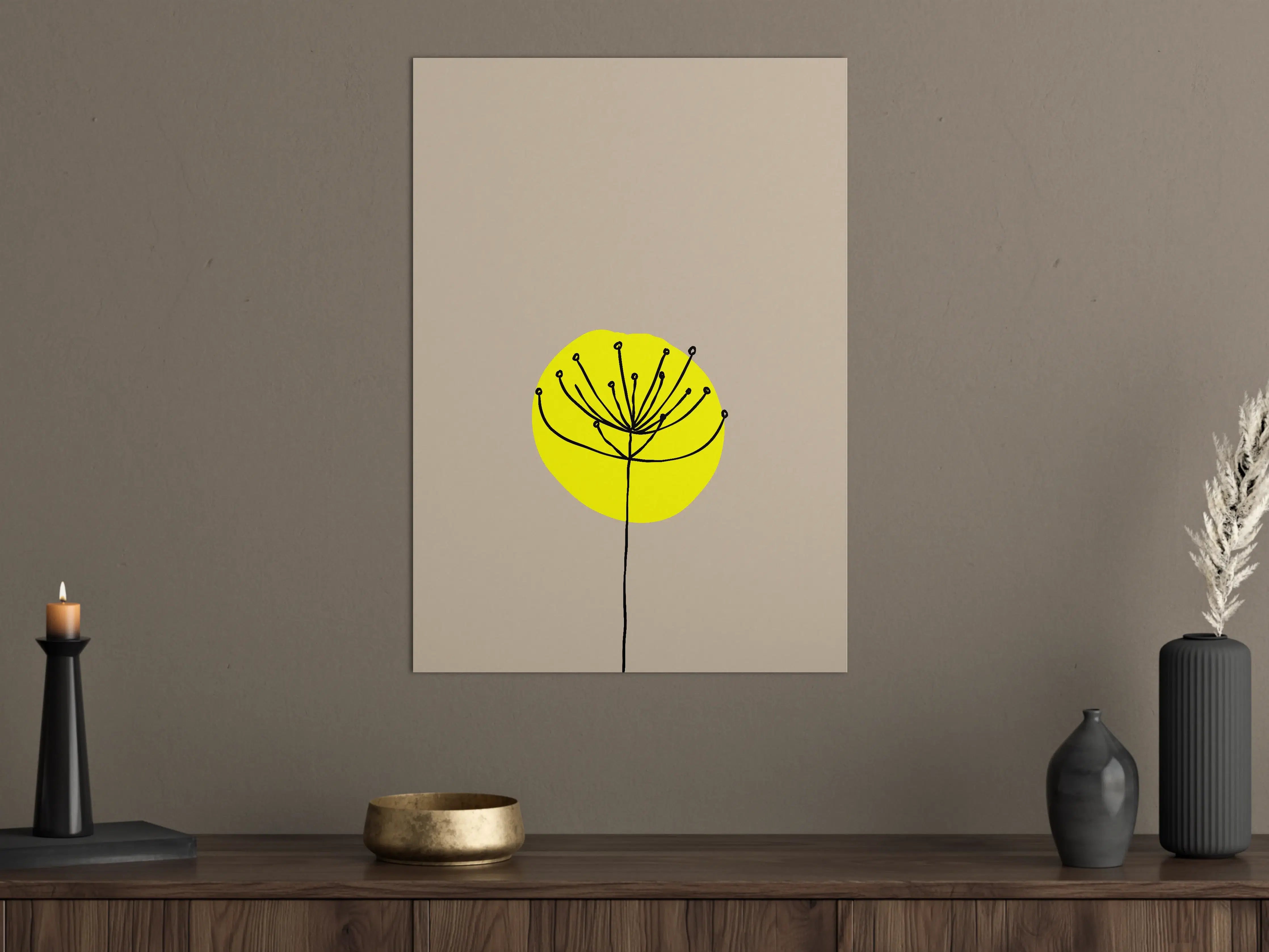 Große Wandbilder - Minimalistische-Blume auf neutralem Hintergrund