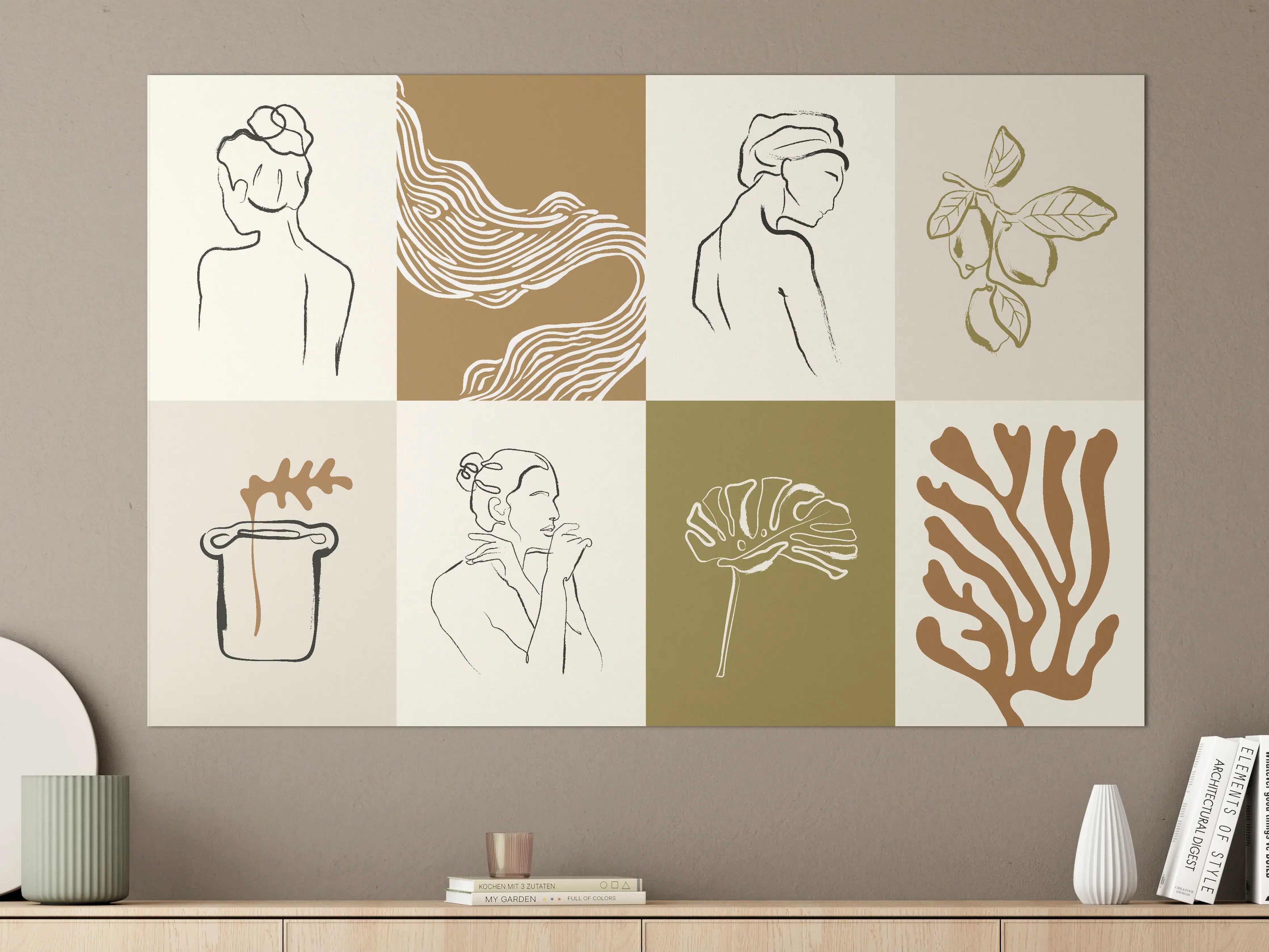Große Wandbilder - Minimalistische Damenporträts und Naturdetails