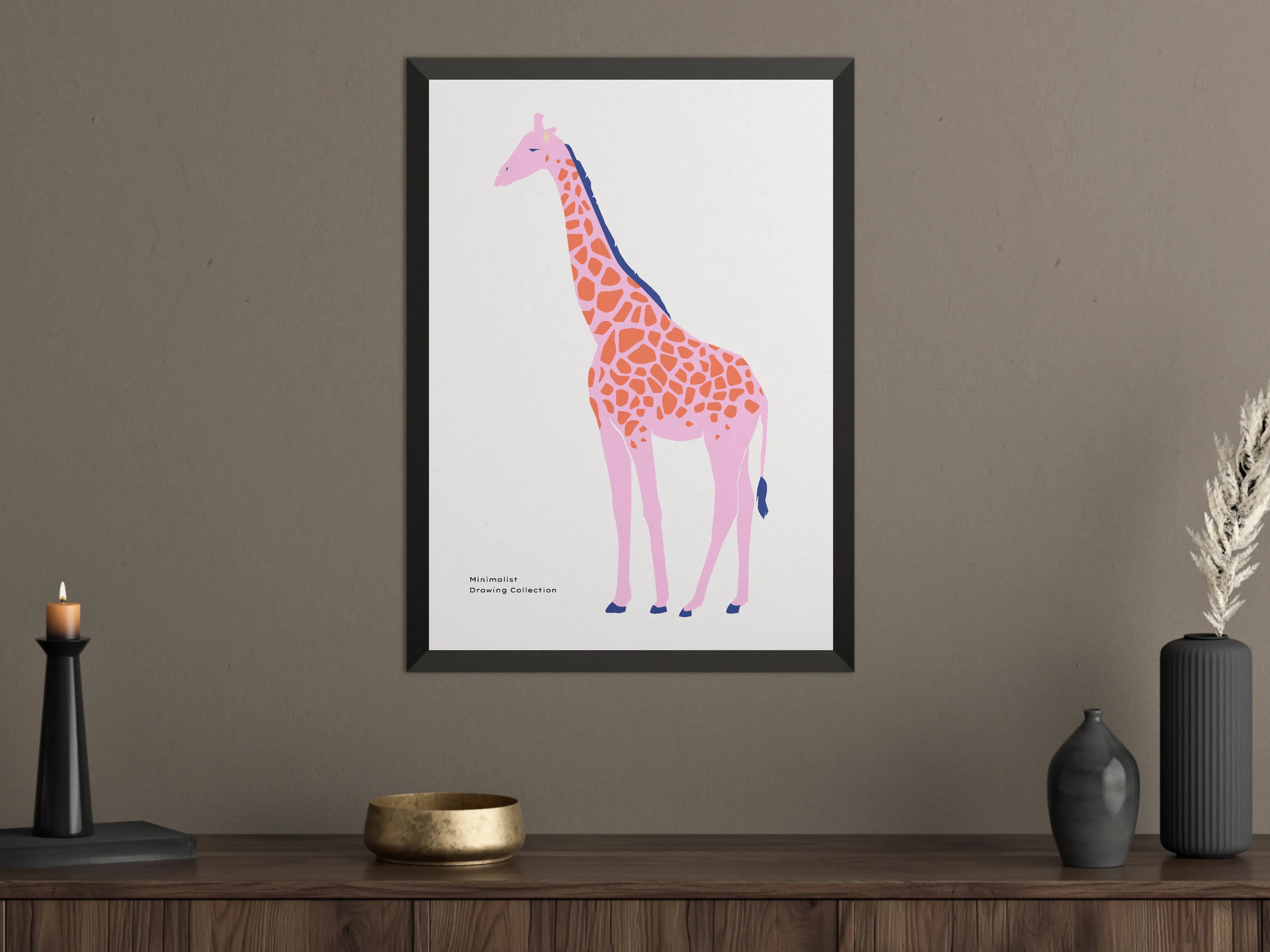 Große Wandbilder - Minimalistische Giraffenillustration