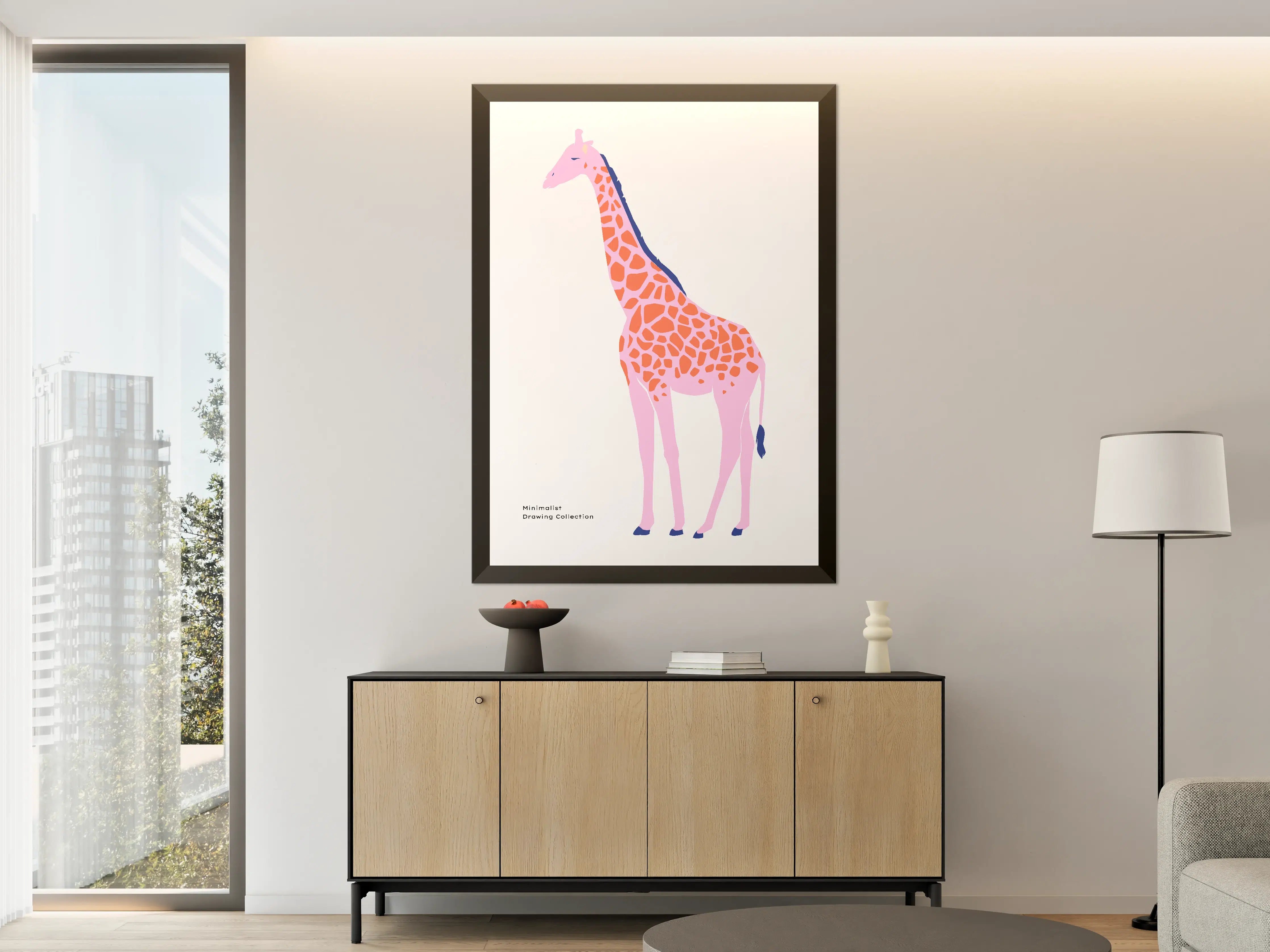 Große Wandbilder - Minimalistische Giraffenillustration