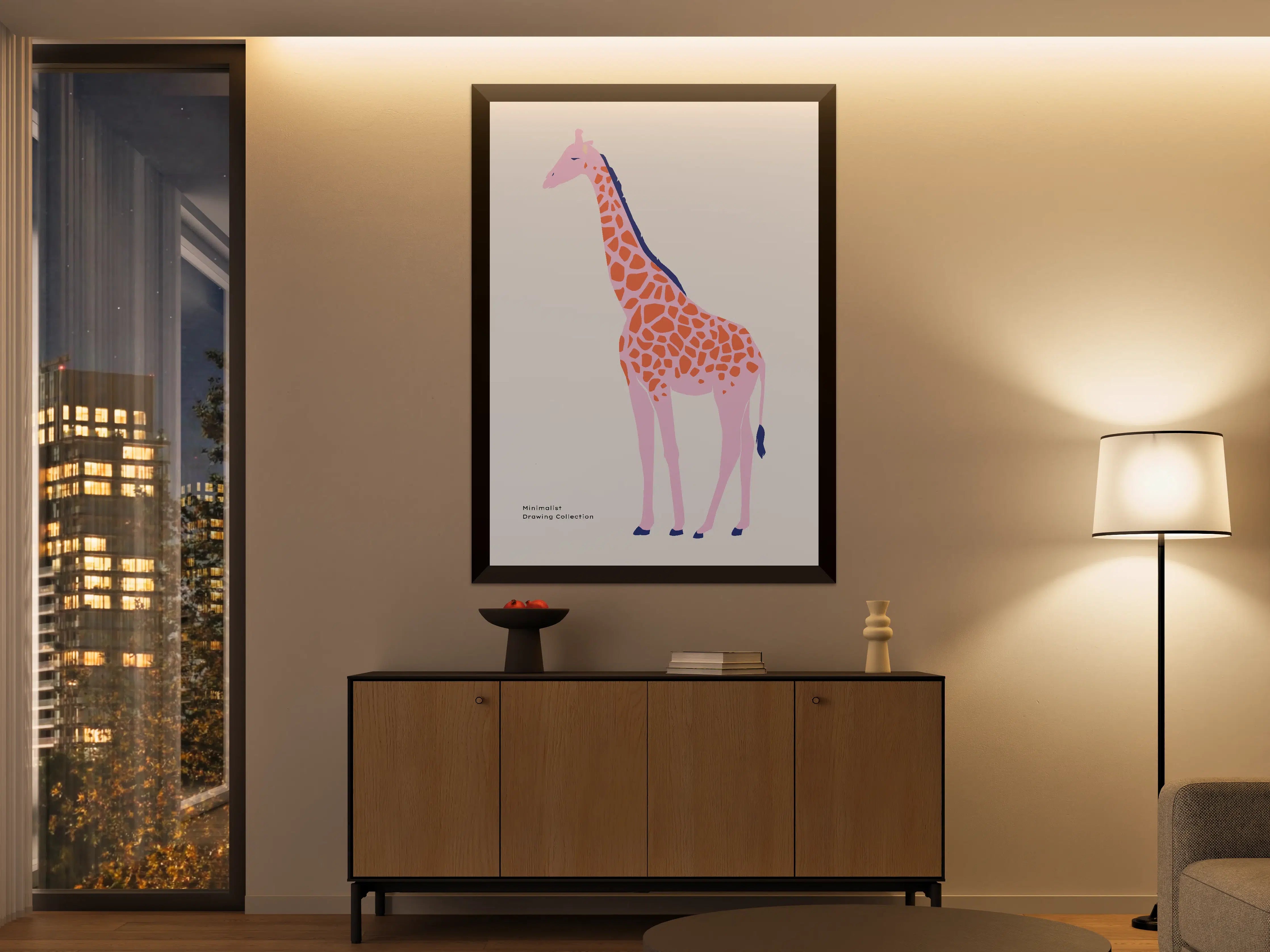 Große Wandbilder - Minimalistische Giraffenillustration