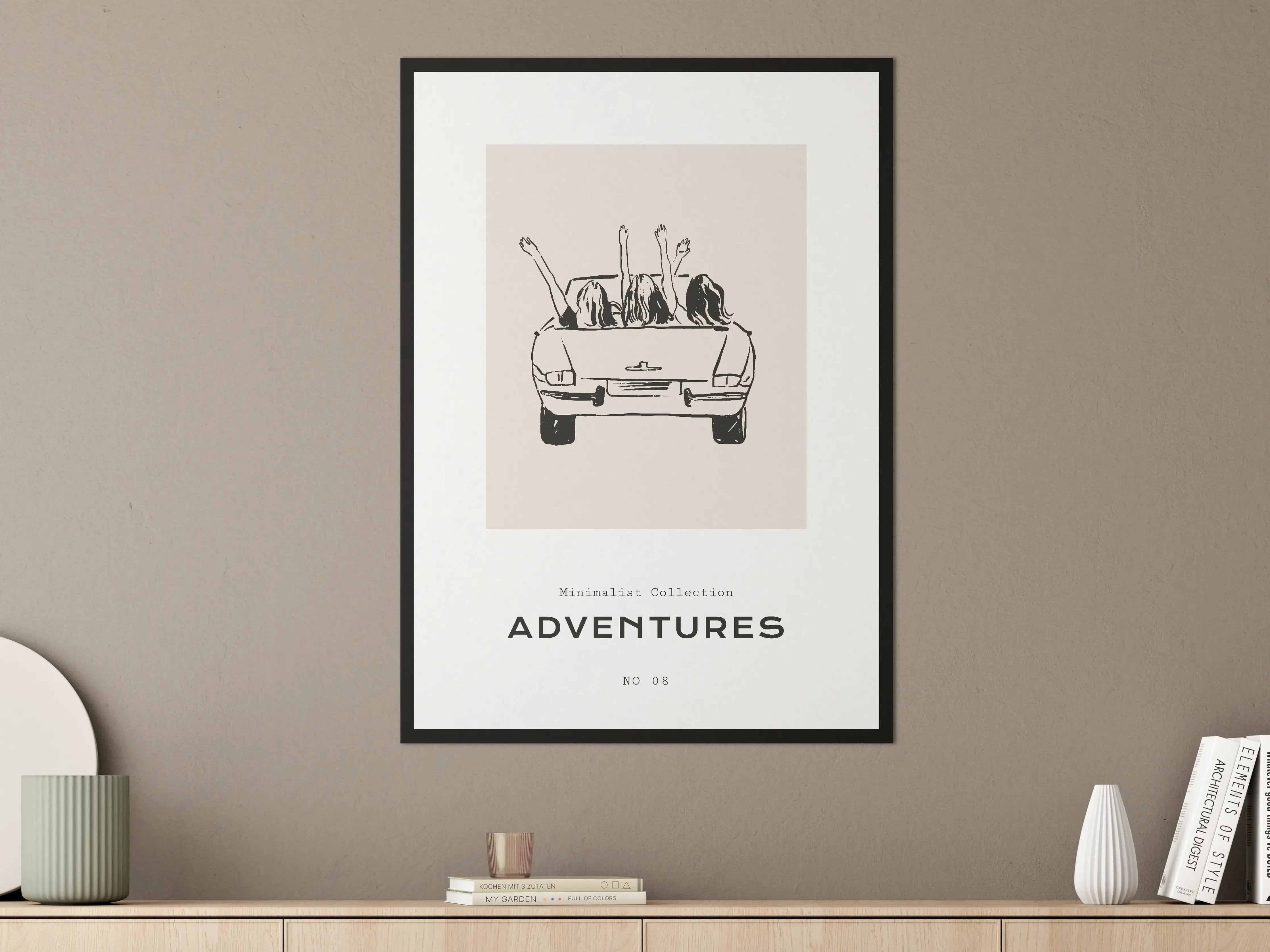 Große Wandbilder - Minimalistische Illustration mit Hundetrio