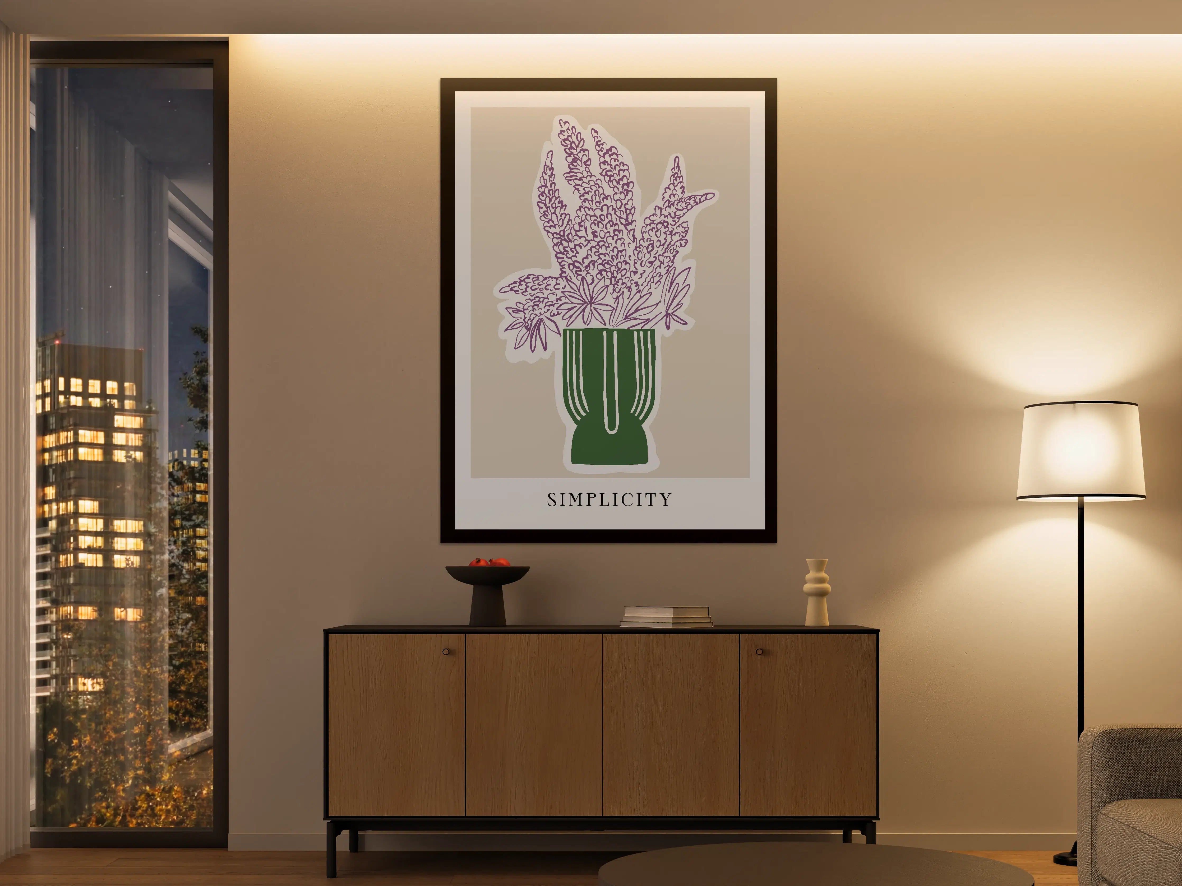 Große Wandbilder - Minimalistische Lavendelform mit sanften Farben