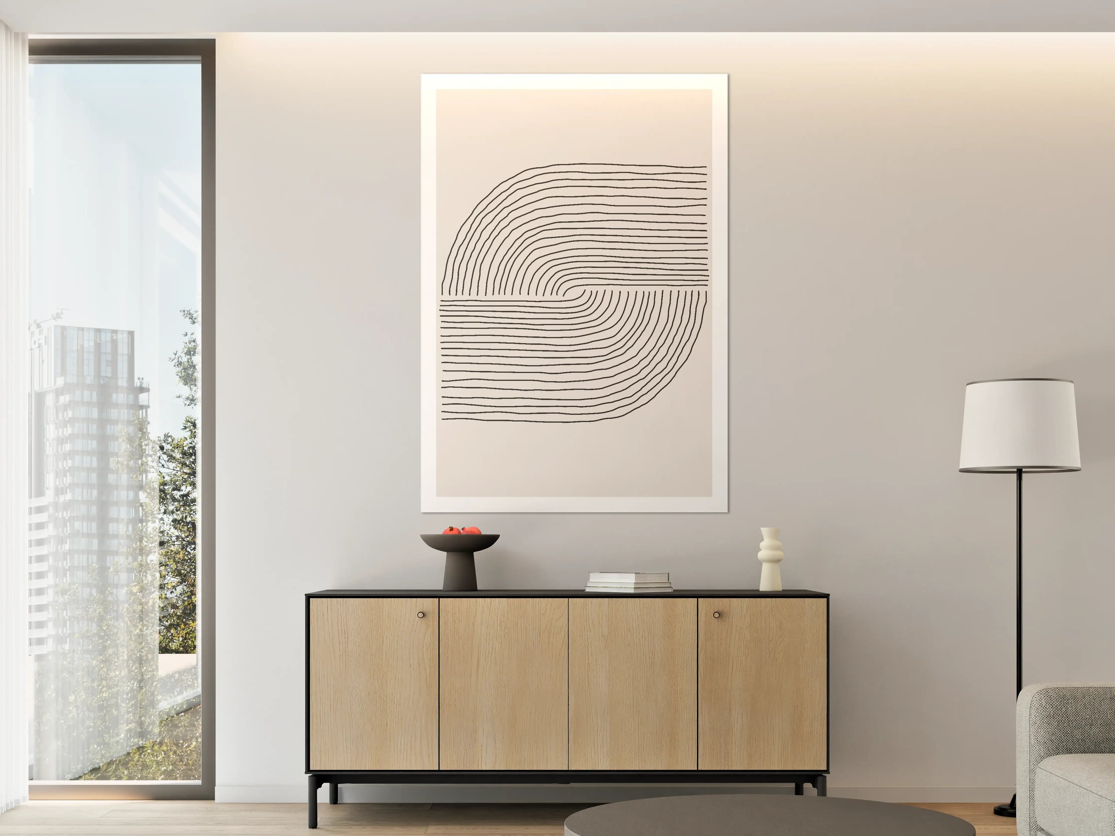 Große Wandbilder - Minimalistische Linienkunst in Schwarz-Weiß