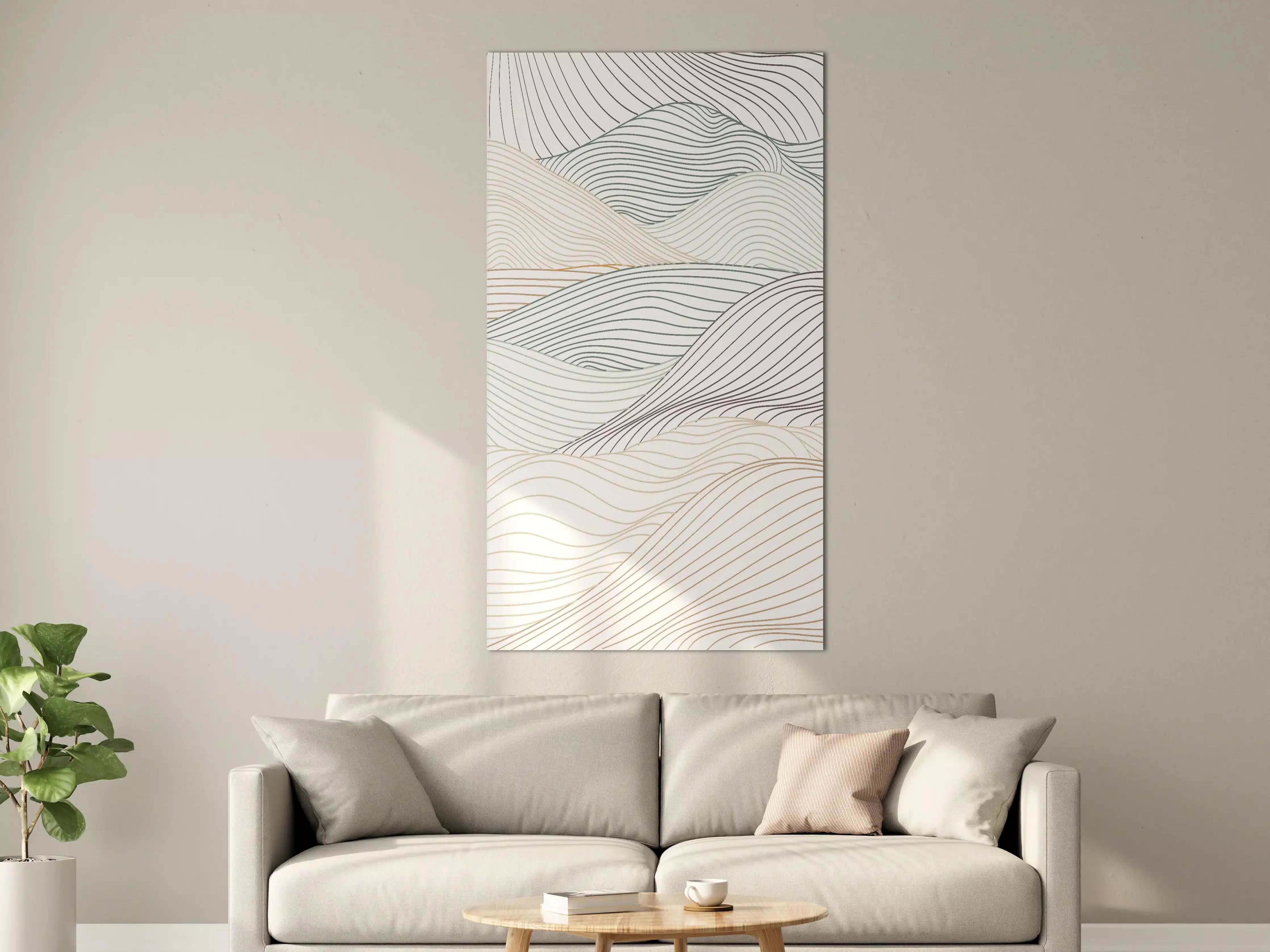 Große Wandbilder - Minimalistische Linienlandschaft in sanften Tönen