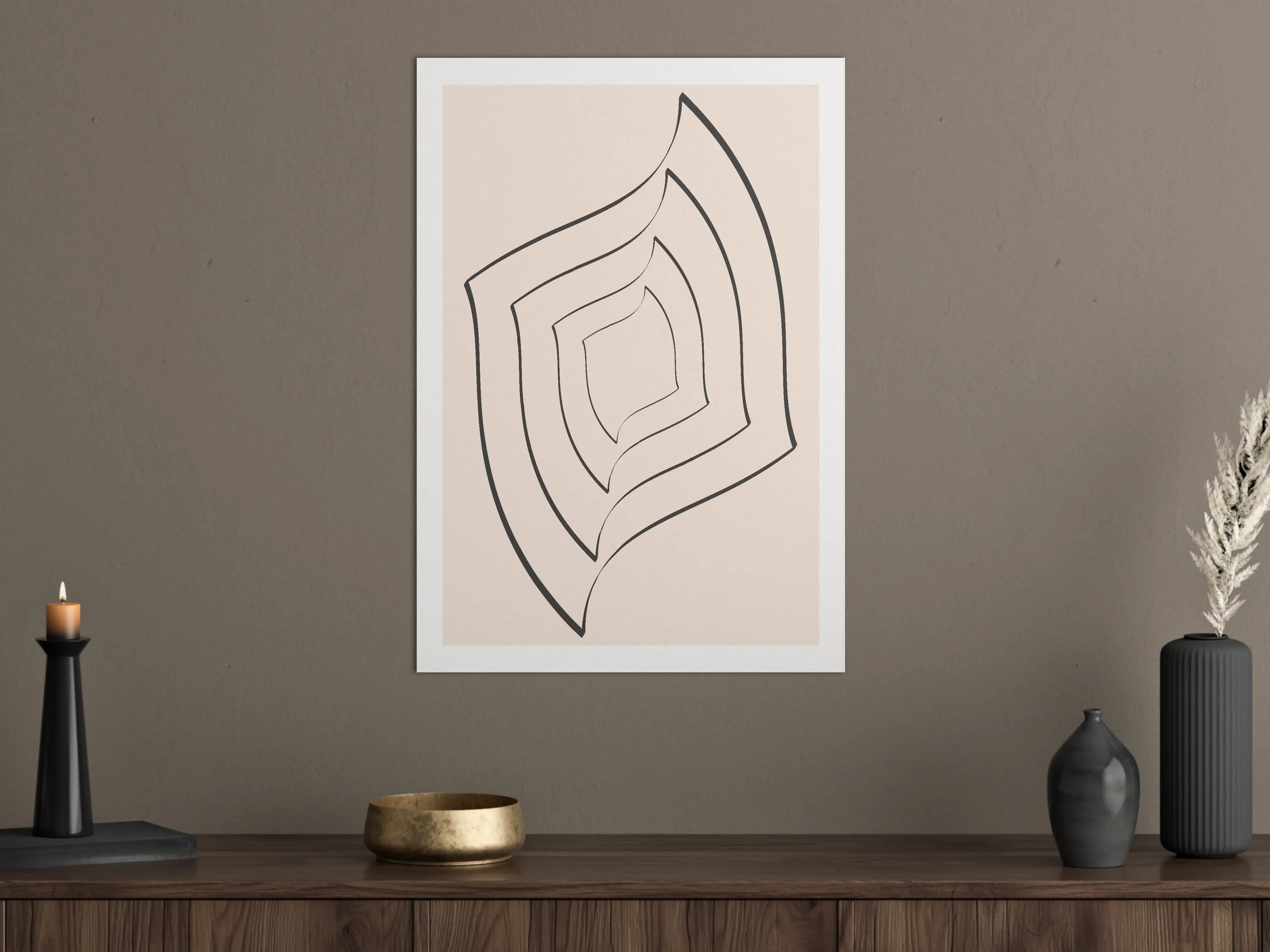Große Wandbilder - Minimalistische Linienzeichnung in Beige und Schwarz